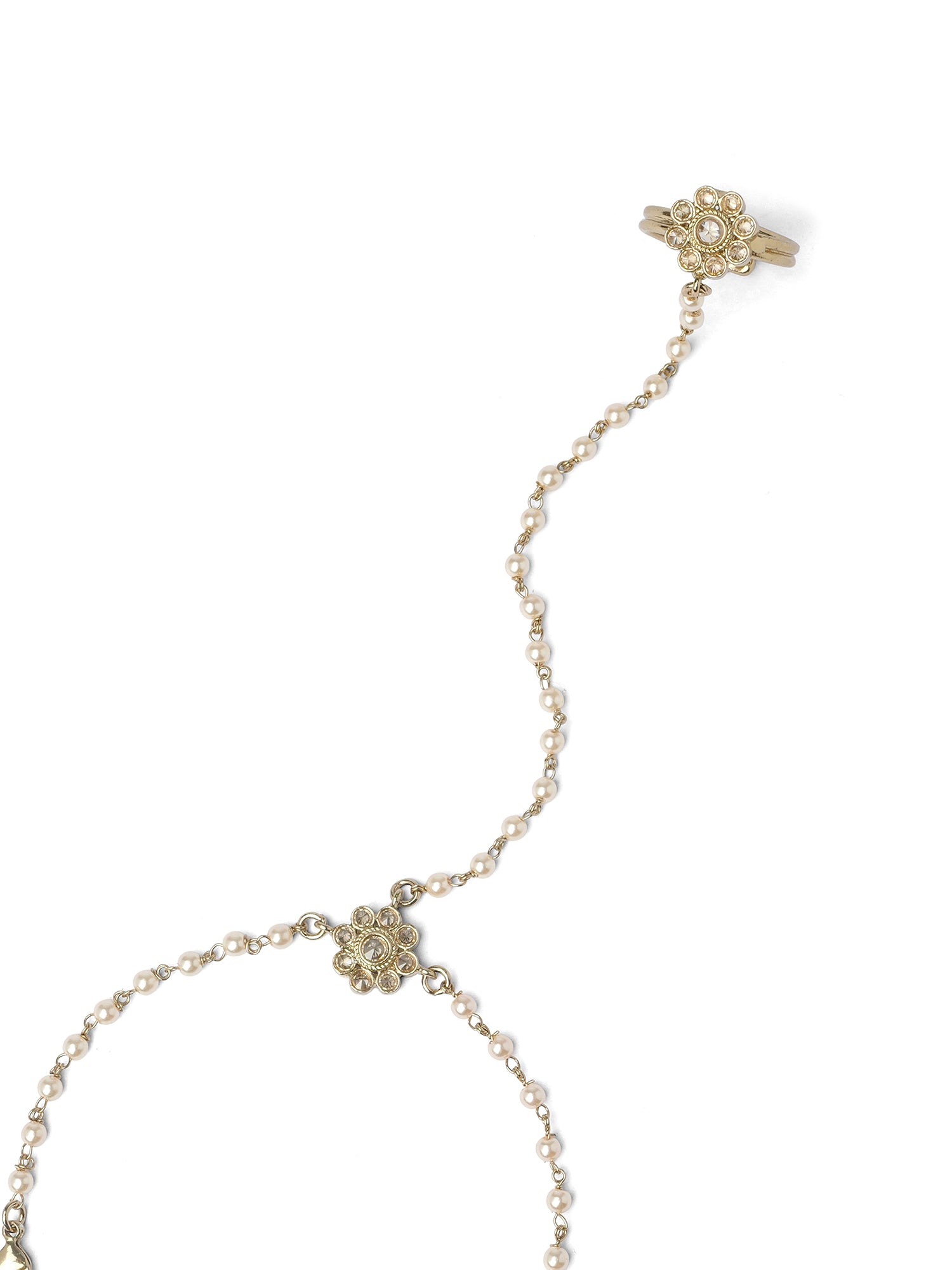 Forever Floral Hand Chain in Pearl and Champagne