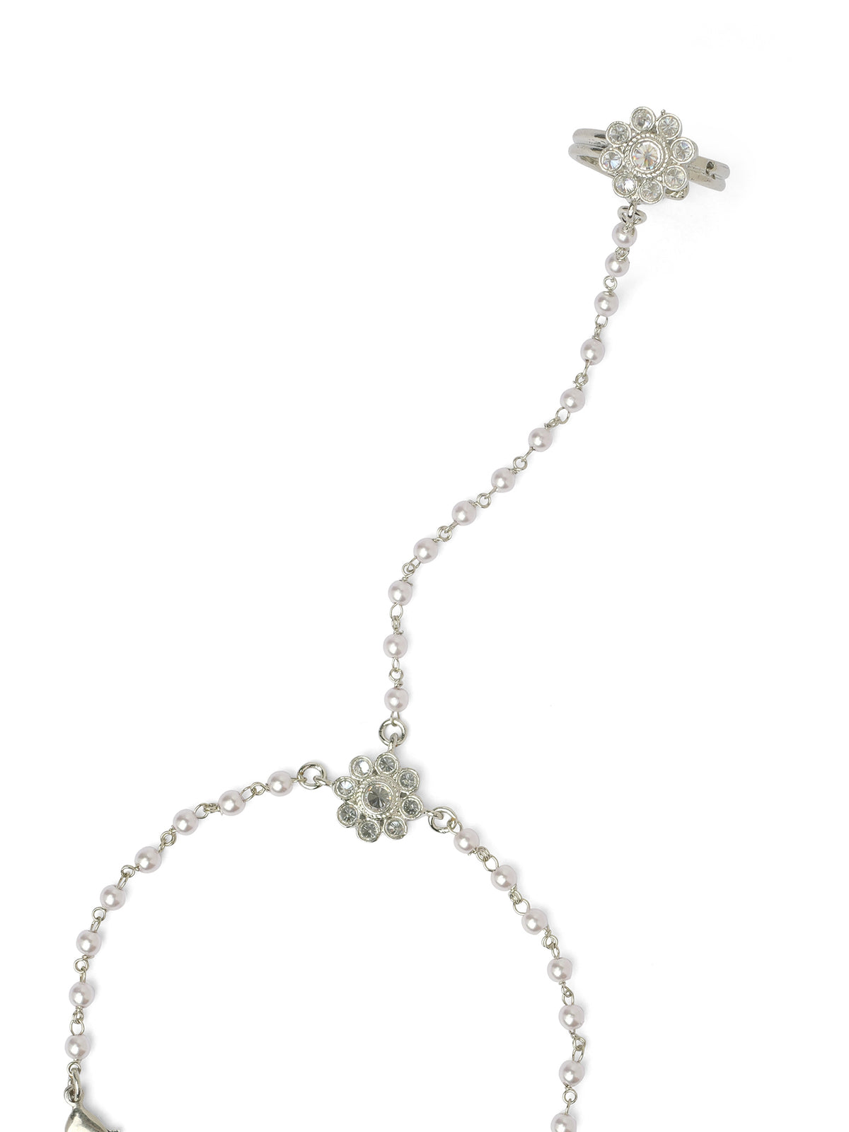 Forever Floral Hand Chain in Pearl and Rhodium