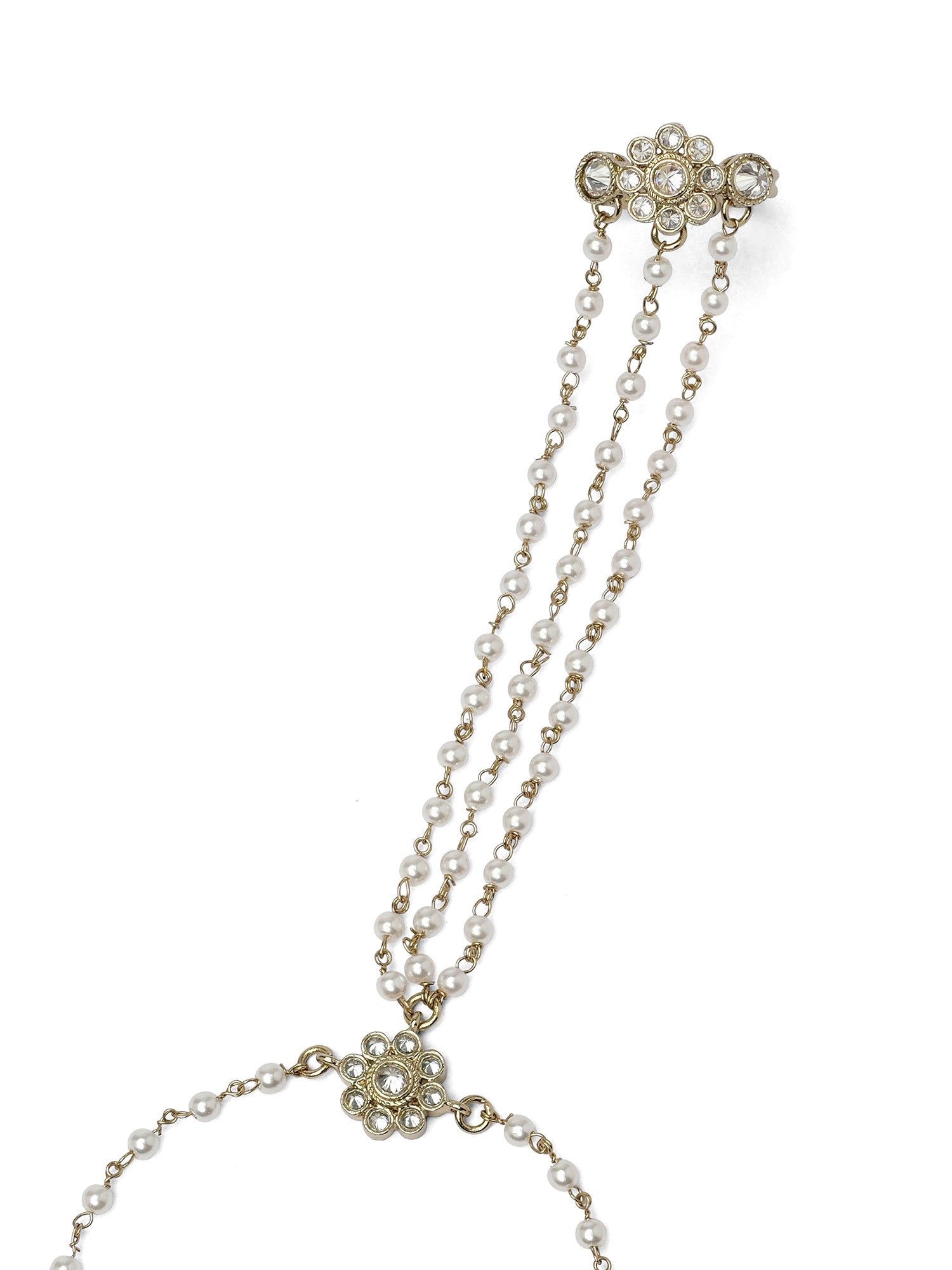 Forever Floral Triple Hand Chain in White and Antique Gold