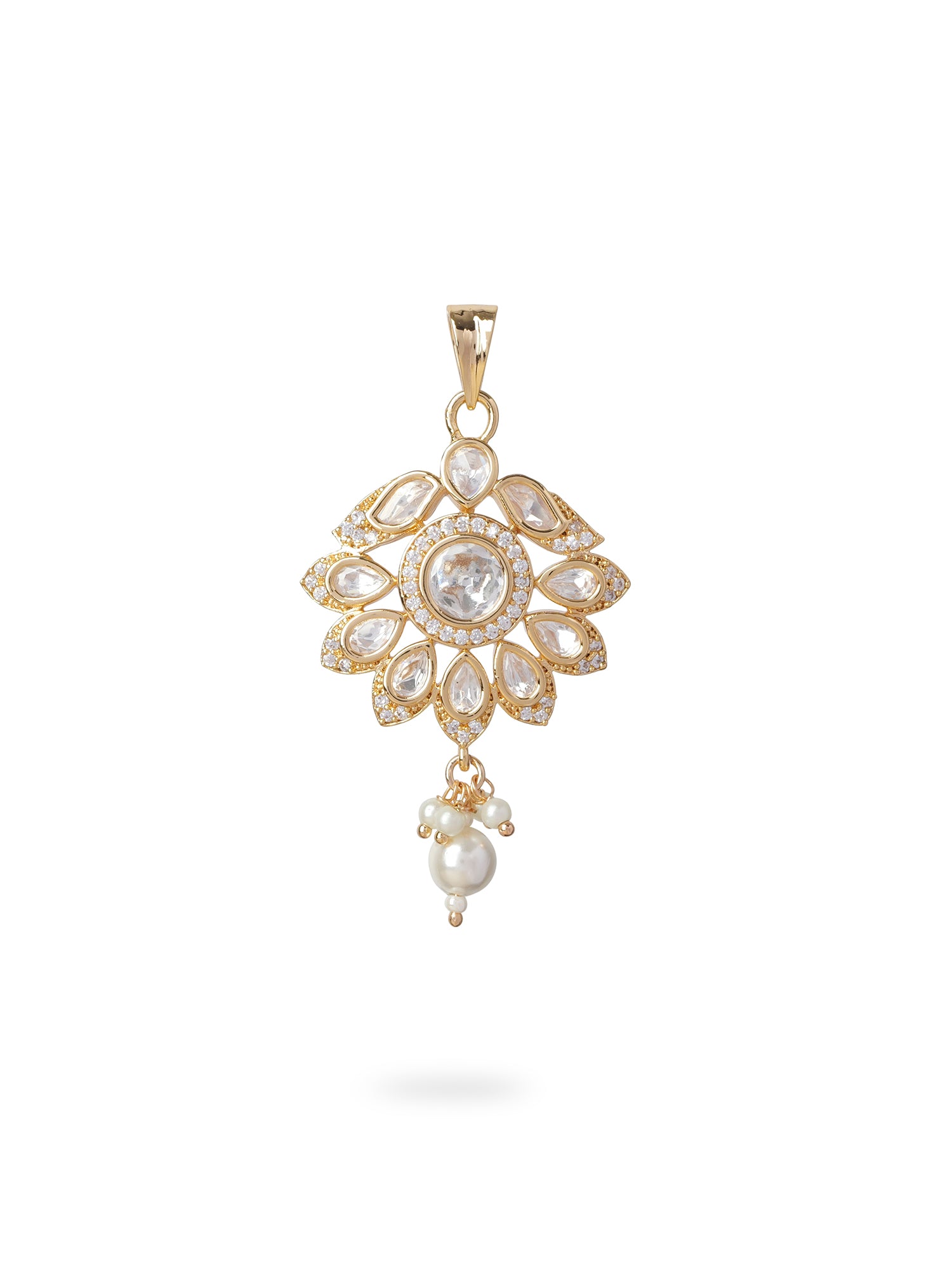Gauri Kundan Pendant Set in White