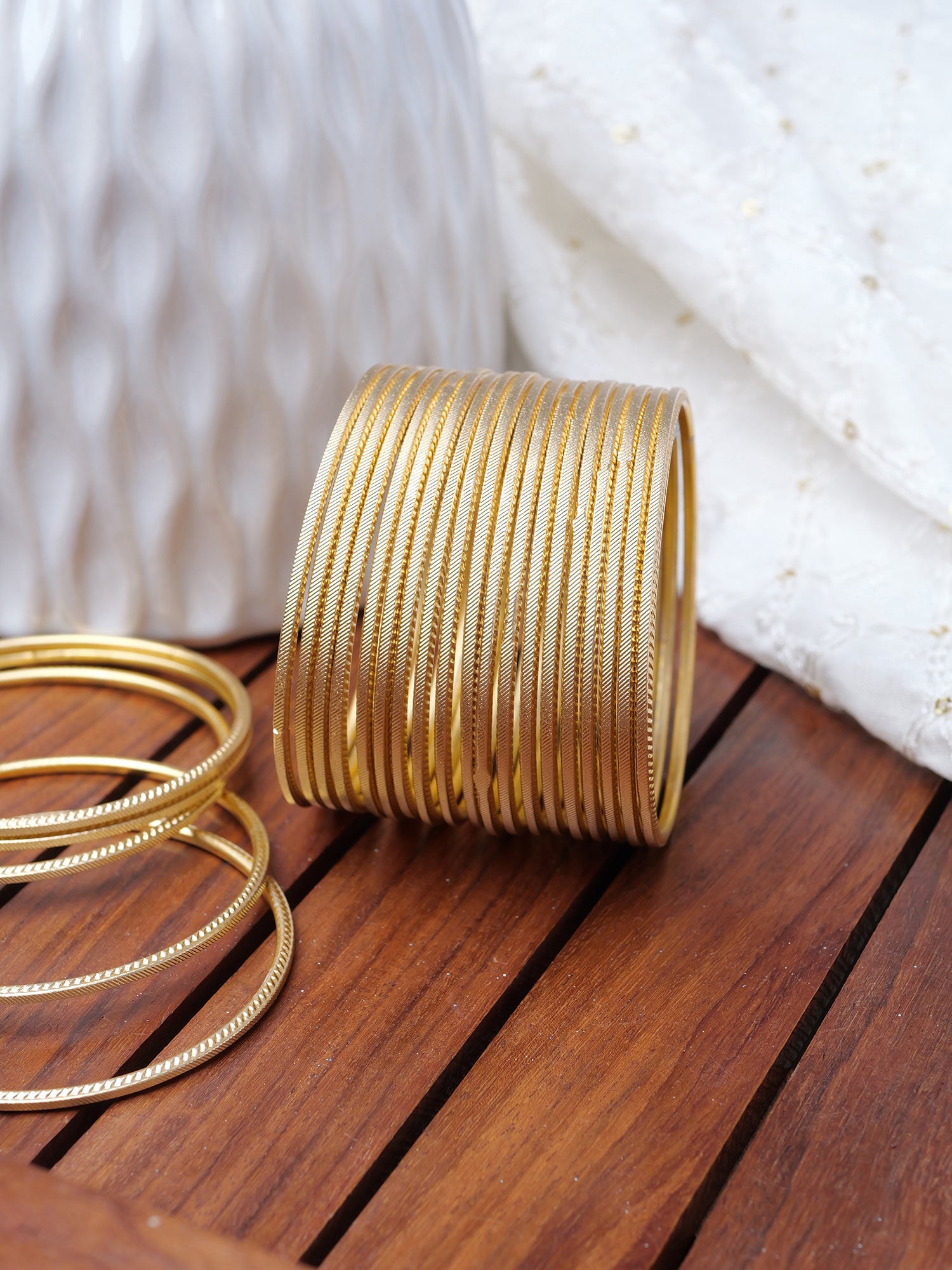 Gold Diamond Cut Bangles
