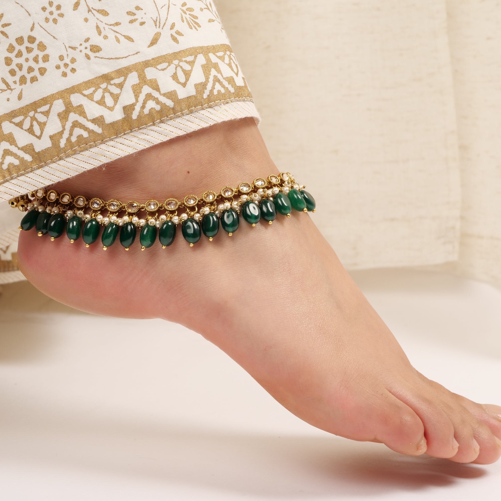 Green Oval Drop Anklet