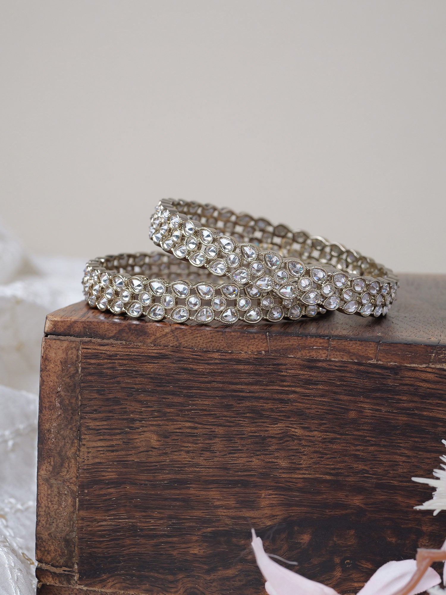 Gulabi Kada Bangles in White