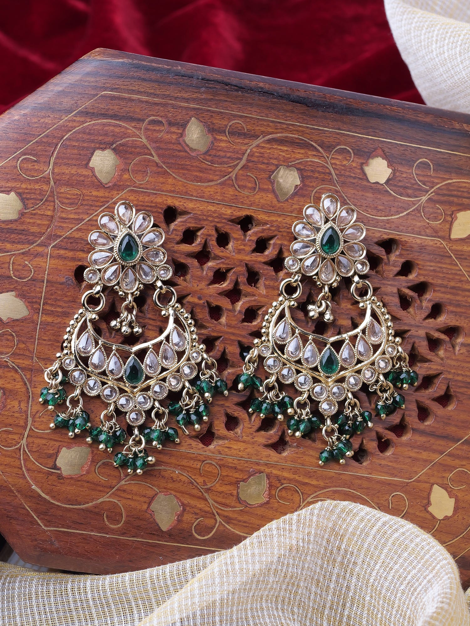 Gulnaz Chandbali Earrings in Green