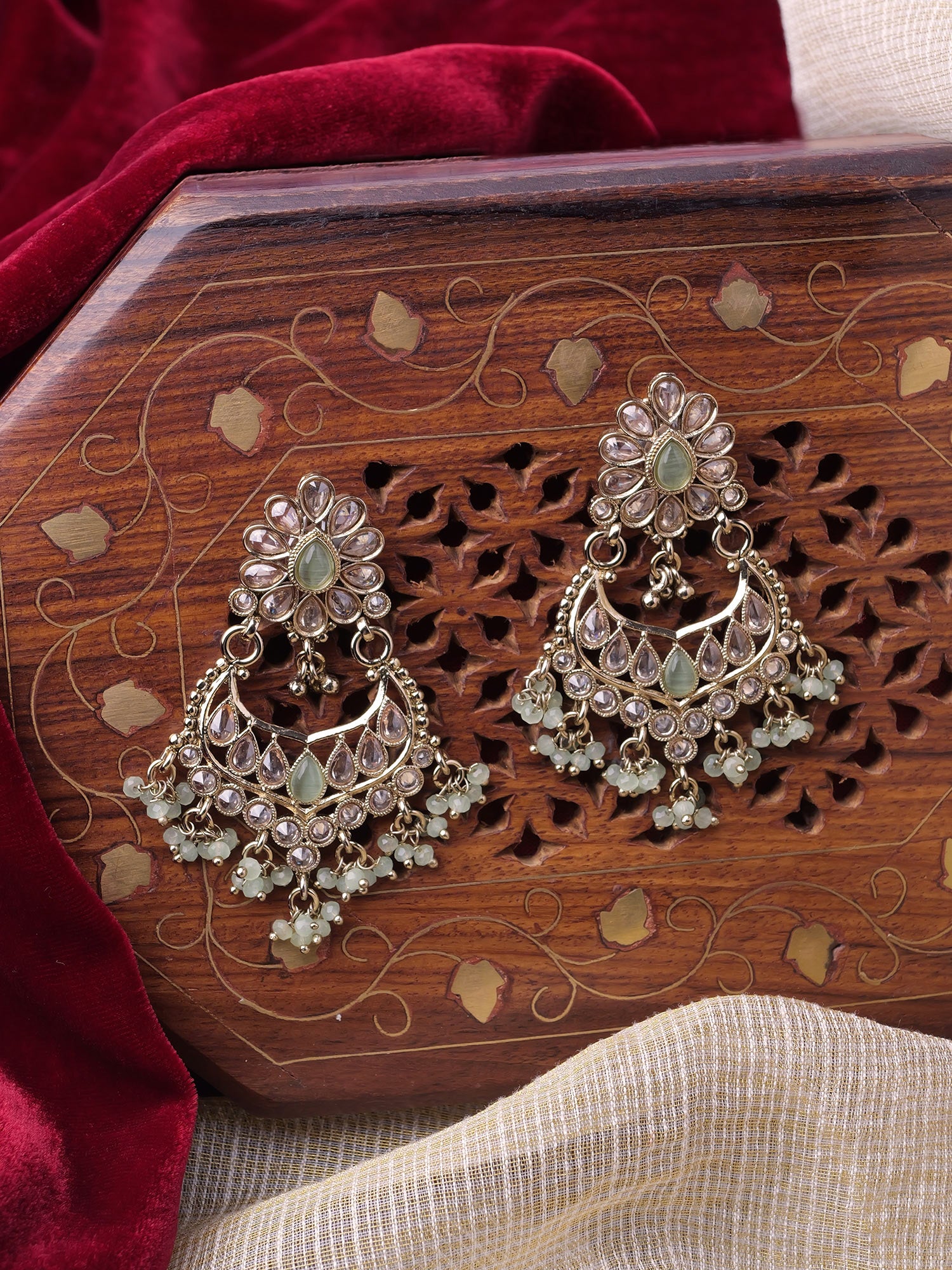 Gulnaz Chandbali Earrings in Mint
