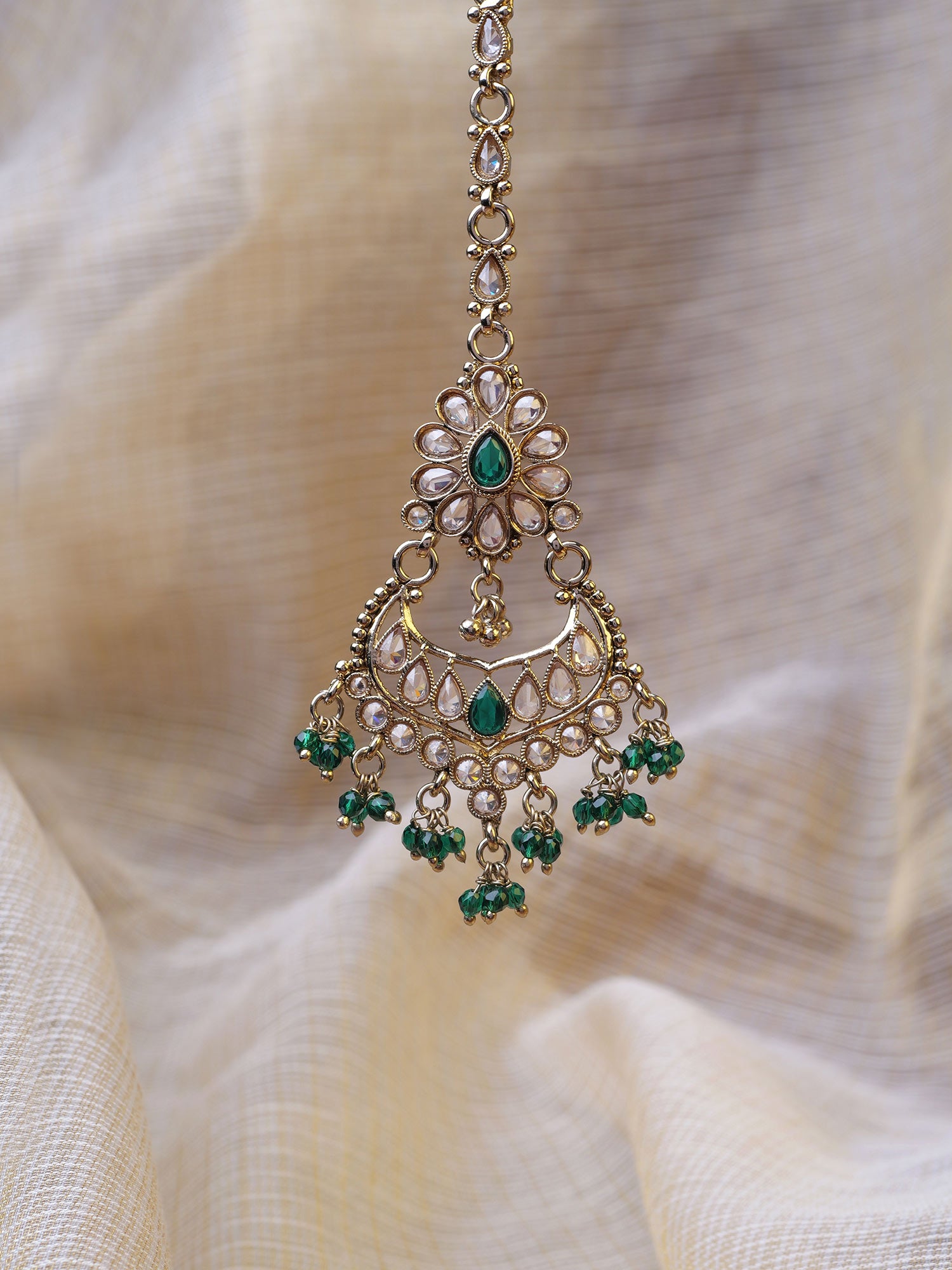 Gulnaz Maang Tikka in Green