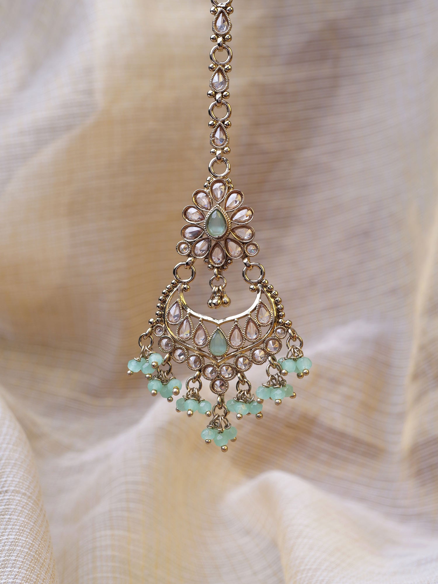 Gulnaz Maang Tikka in Light Blue