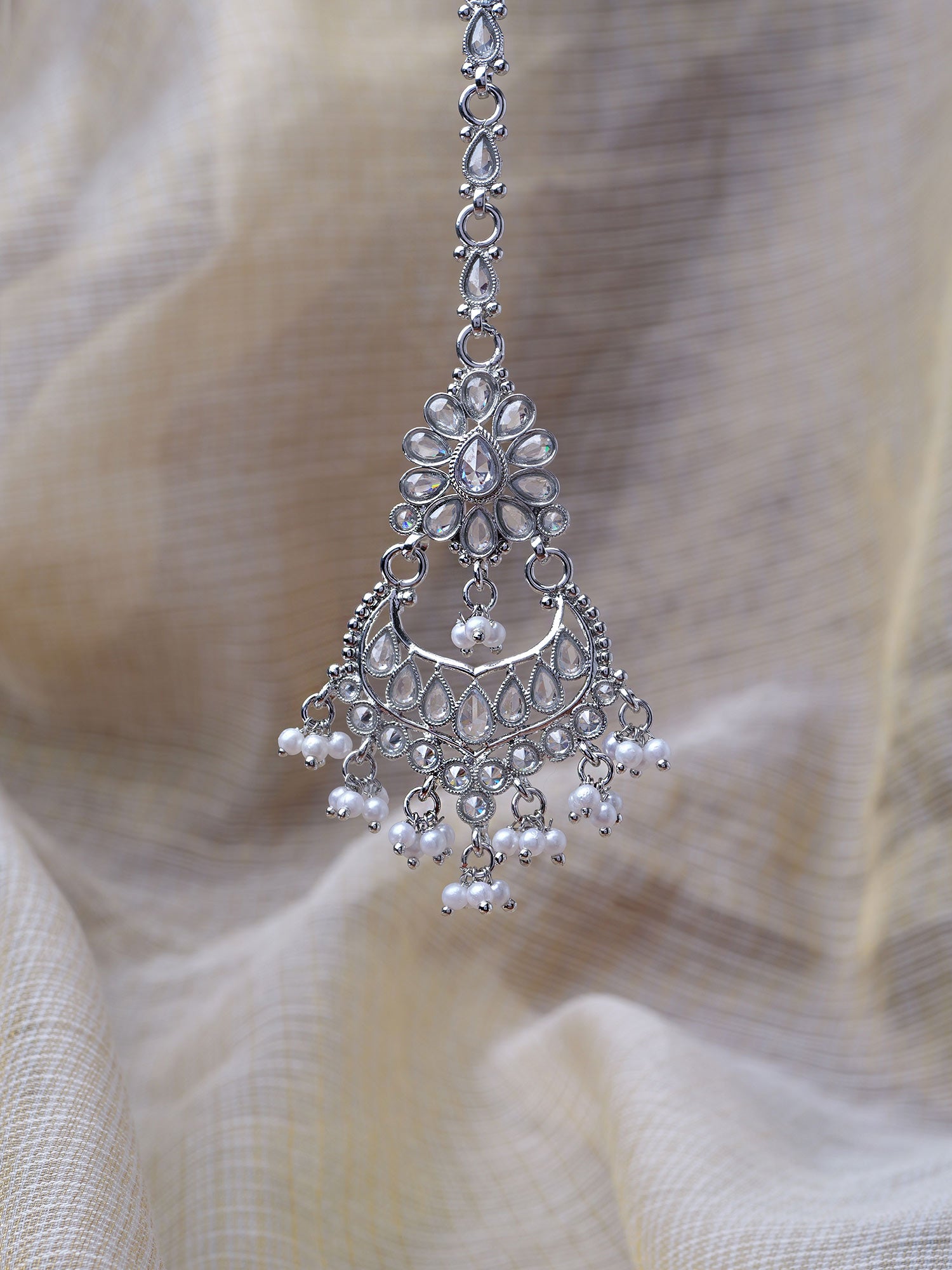 Gulnaz Maang Tikka in Rhodium