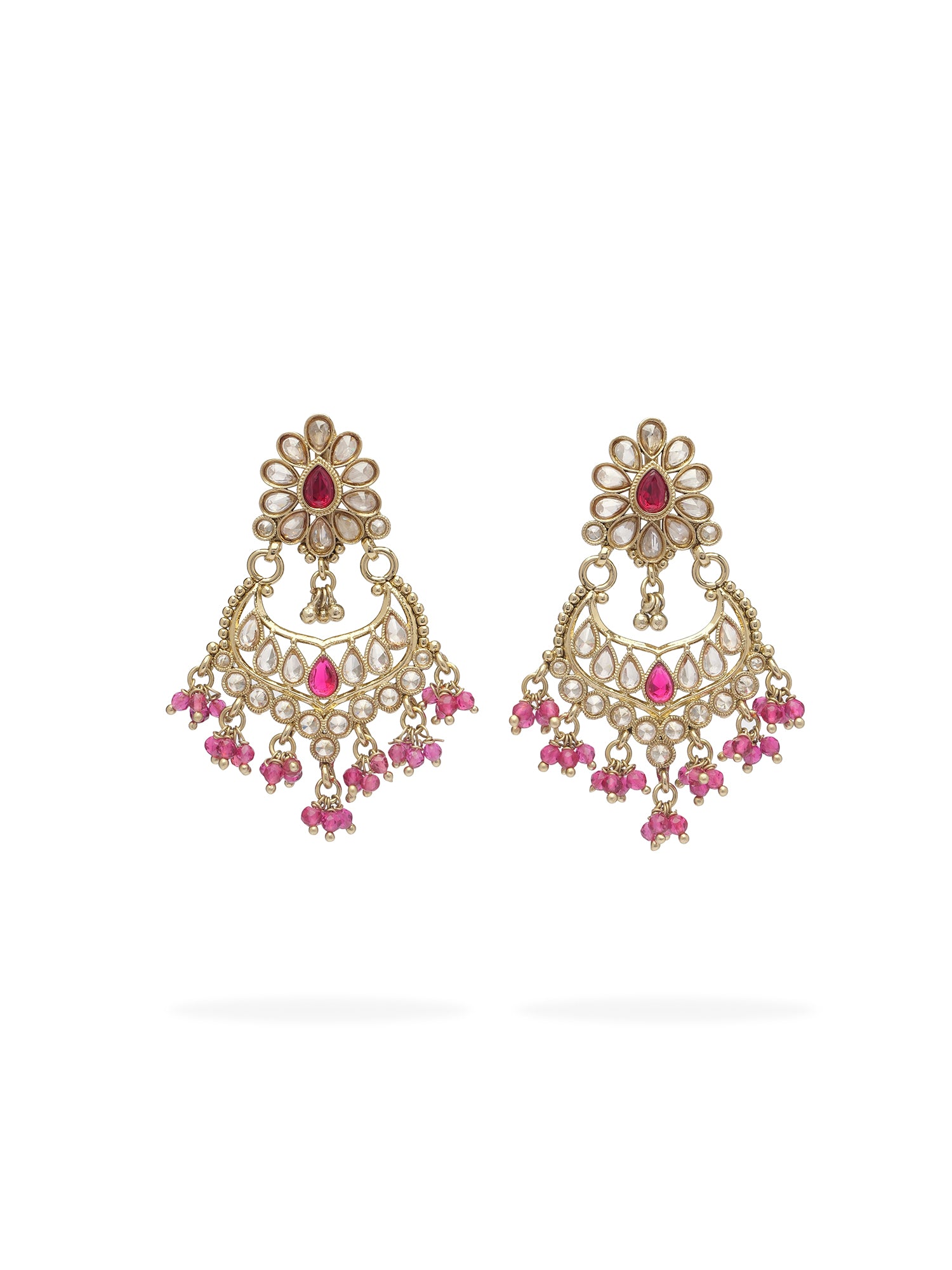 Gulnaz Chandbali Earrings in Hot Pink