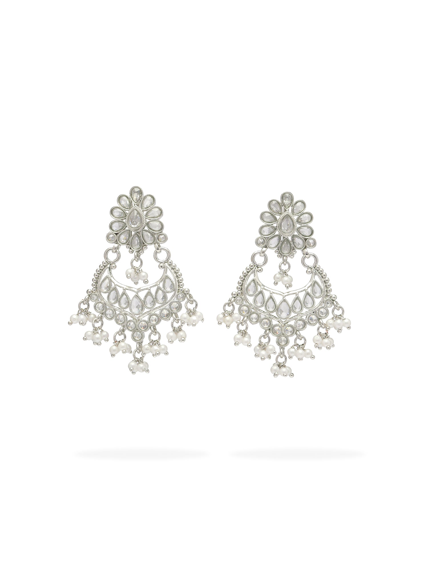 Gulnaz Chandbali Earrings in Rhodium