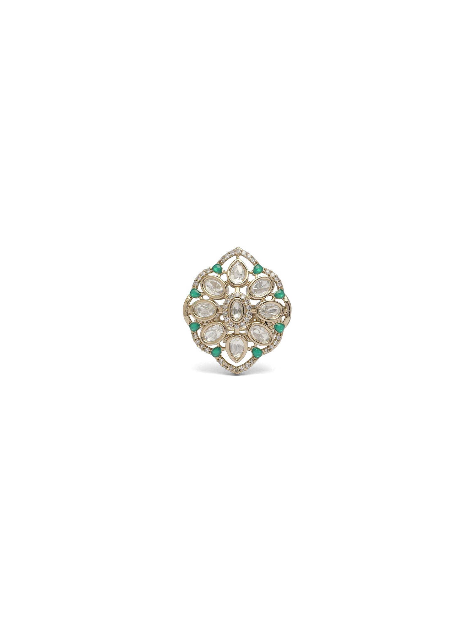 Gunjan Kundan Ring in Green