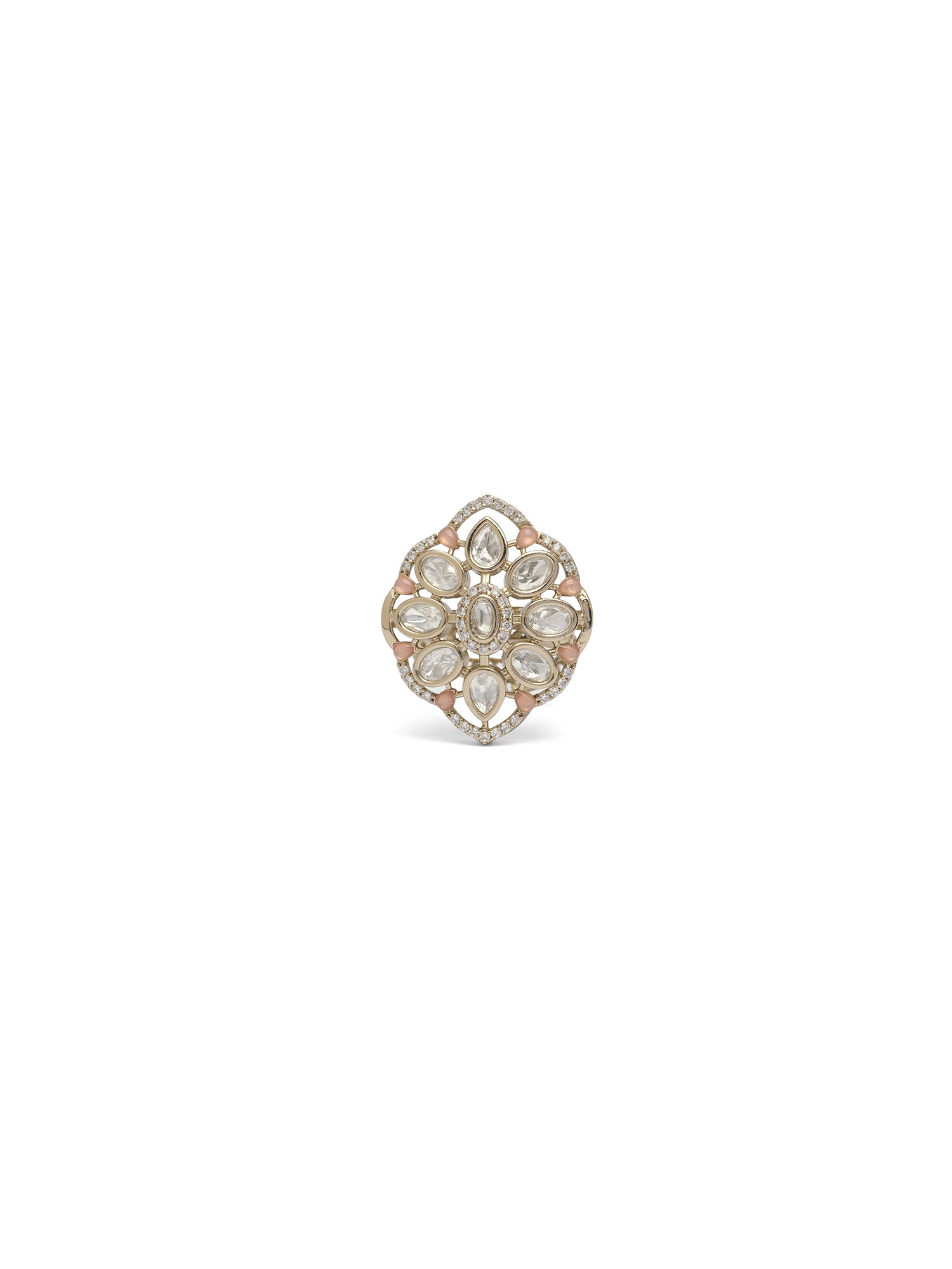 Gunjan Kundan Ring in Pink