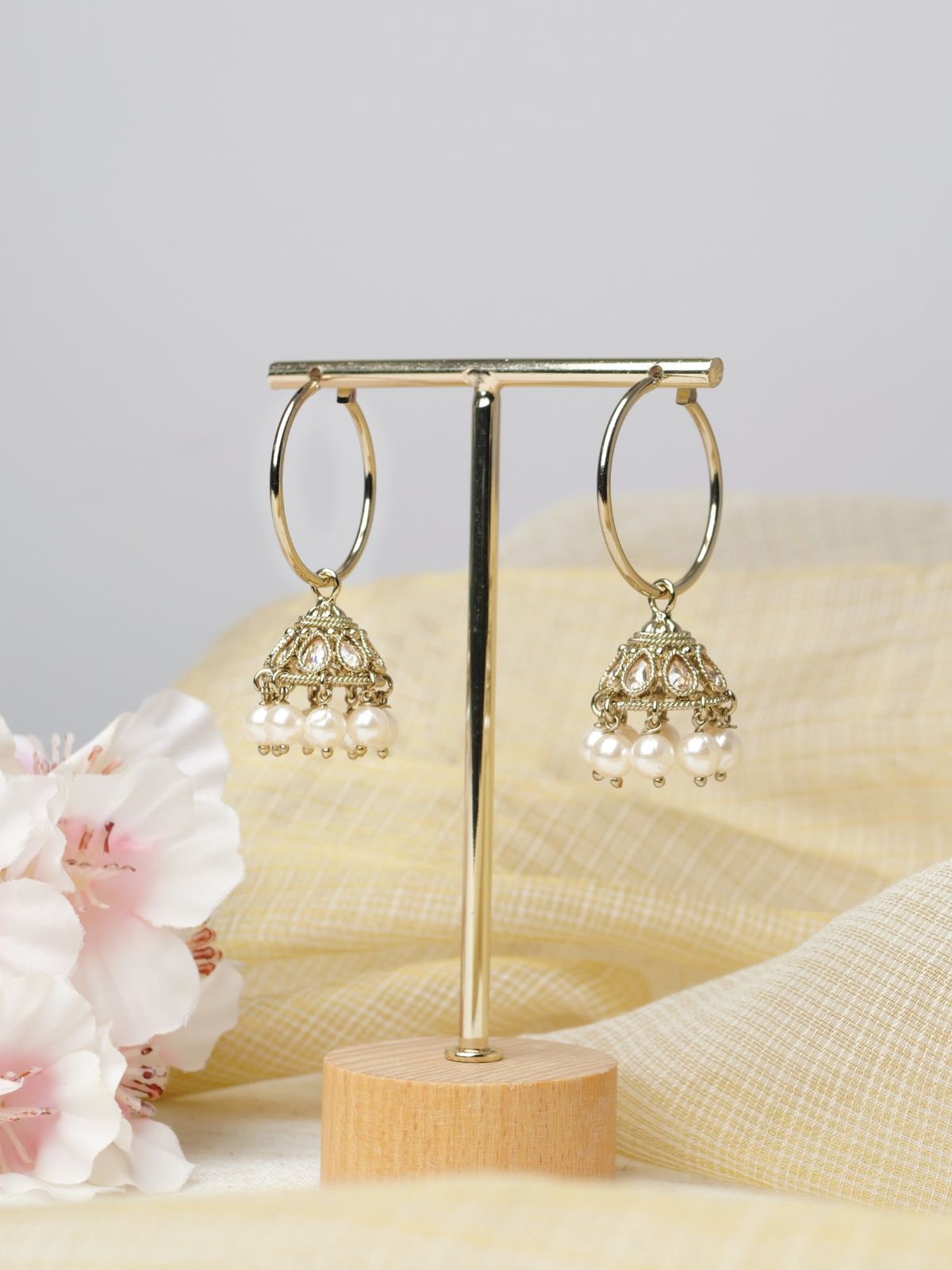 Hansini Jhumka Hoop Earrings in Champagne