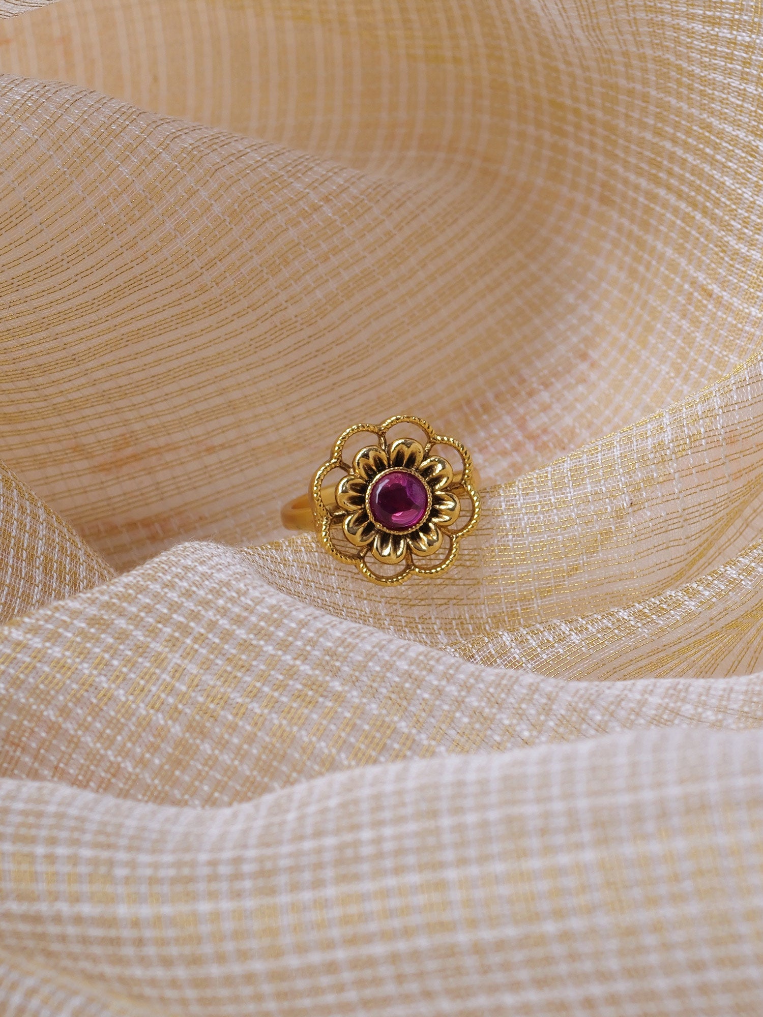 Heer Floral Ring in Ruby