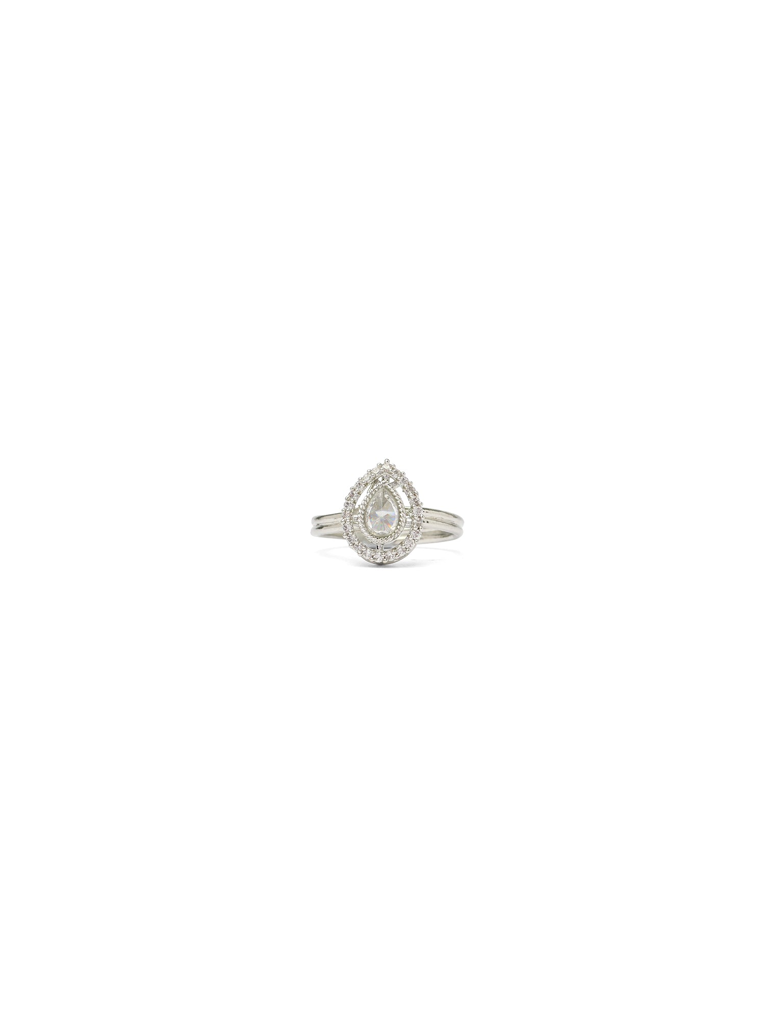 Heeral Crystal Ring in Rhodium