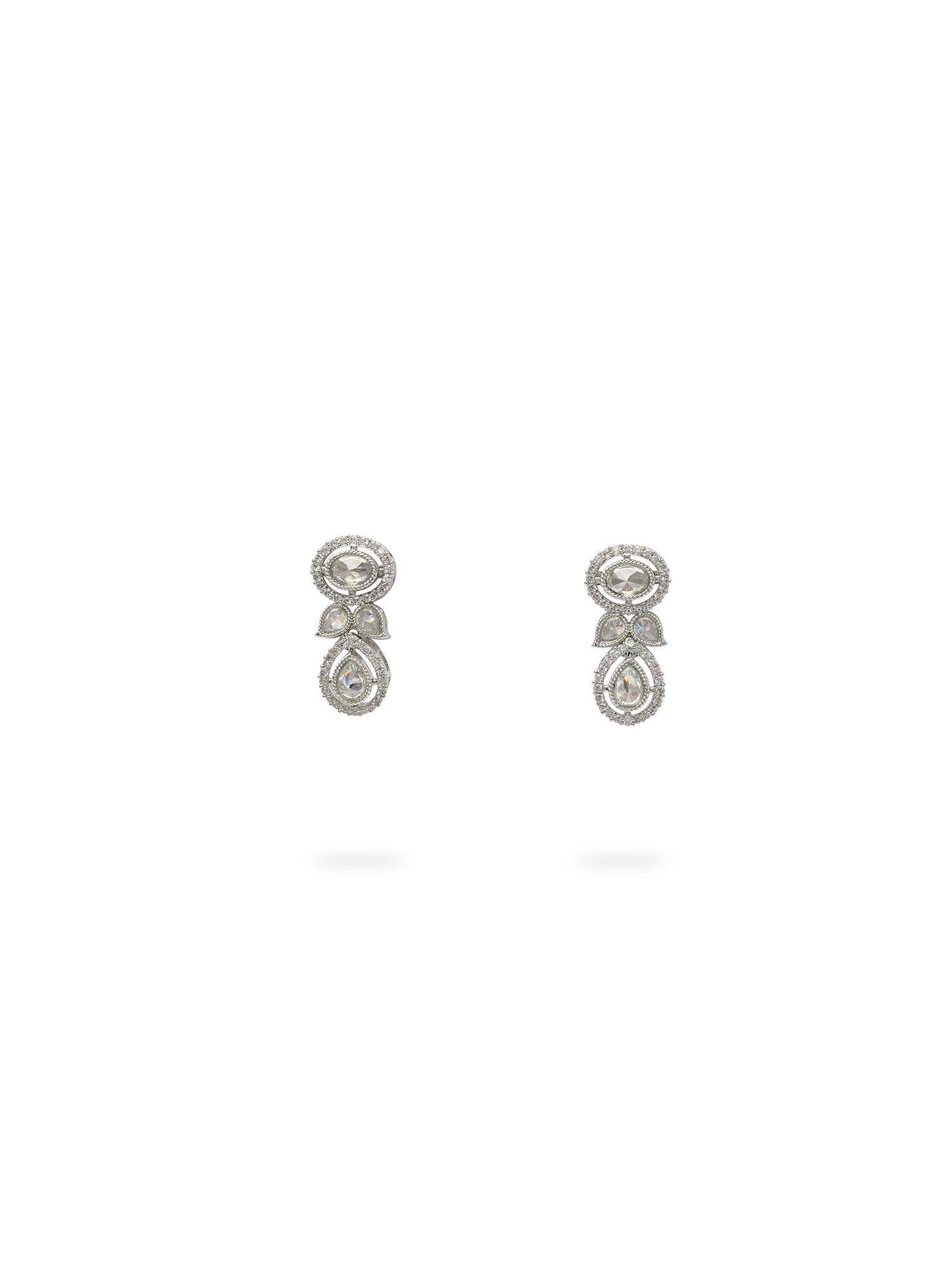 Heeral Crystals Earrings in Rhodium
