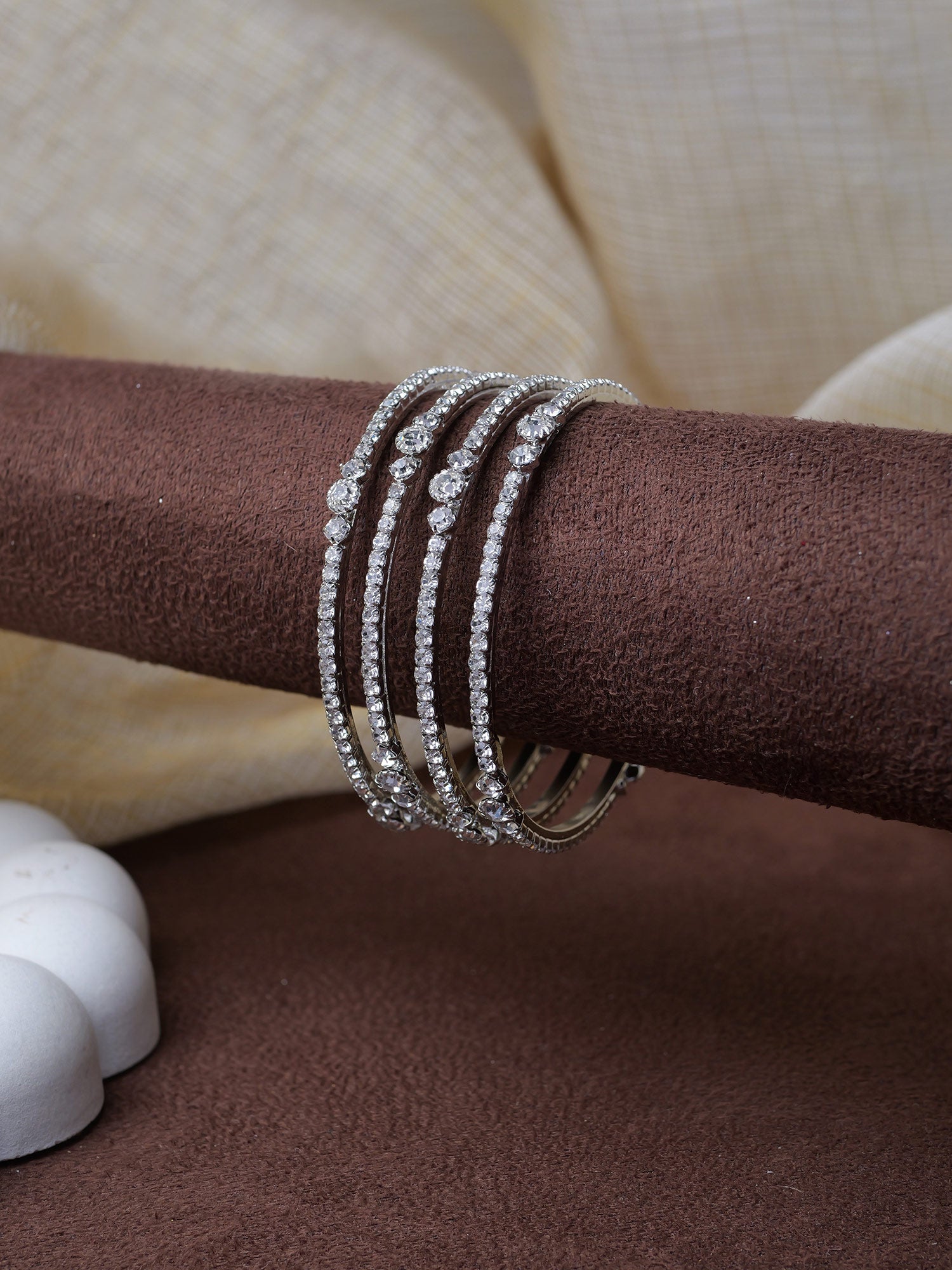 Husna Children's Diamante Bangles in Rhodium