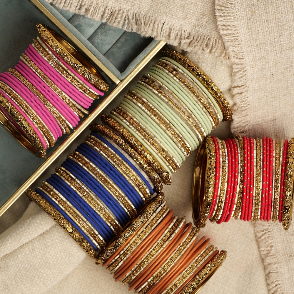 Classic Bangle Set in Lava Red