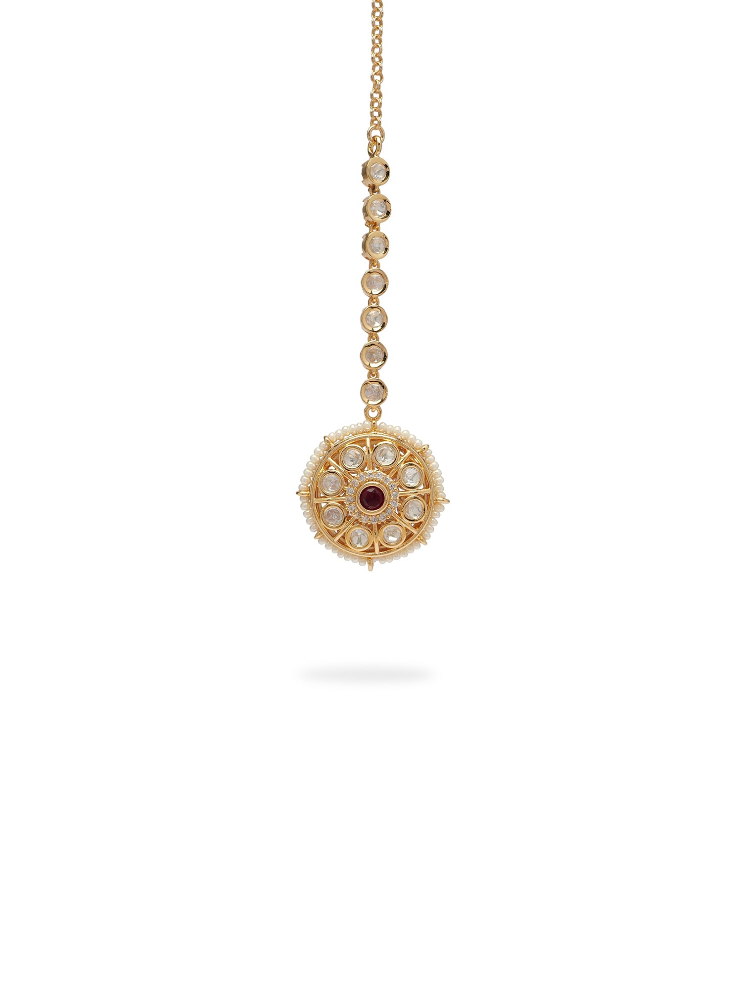 Indrani Kundan Choker Set in Pearl and Maroon