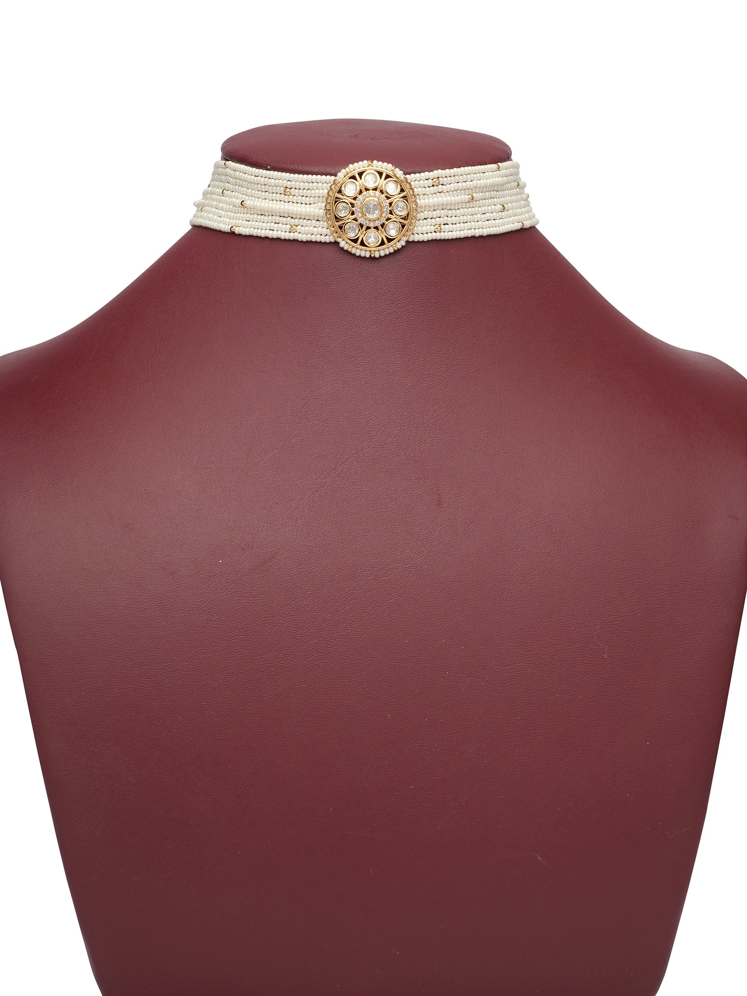 Indrani Kundan Choker Set in Pearl and White