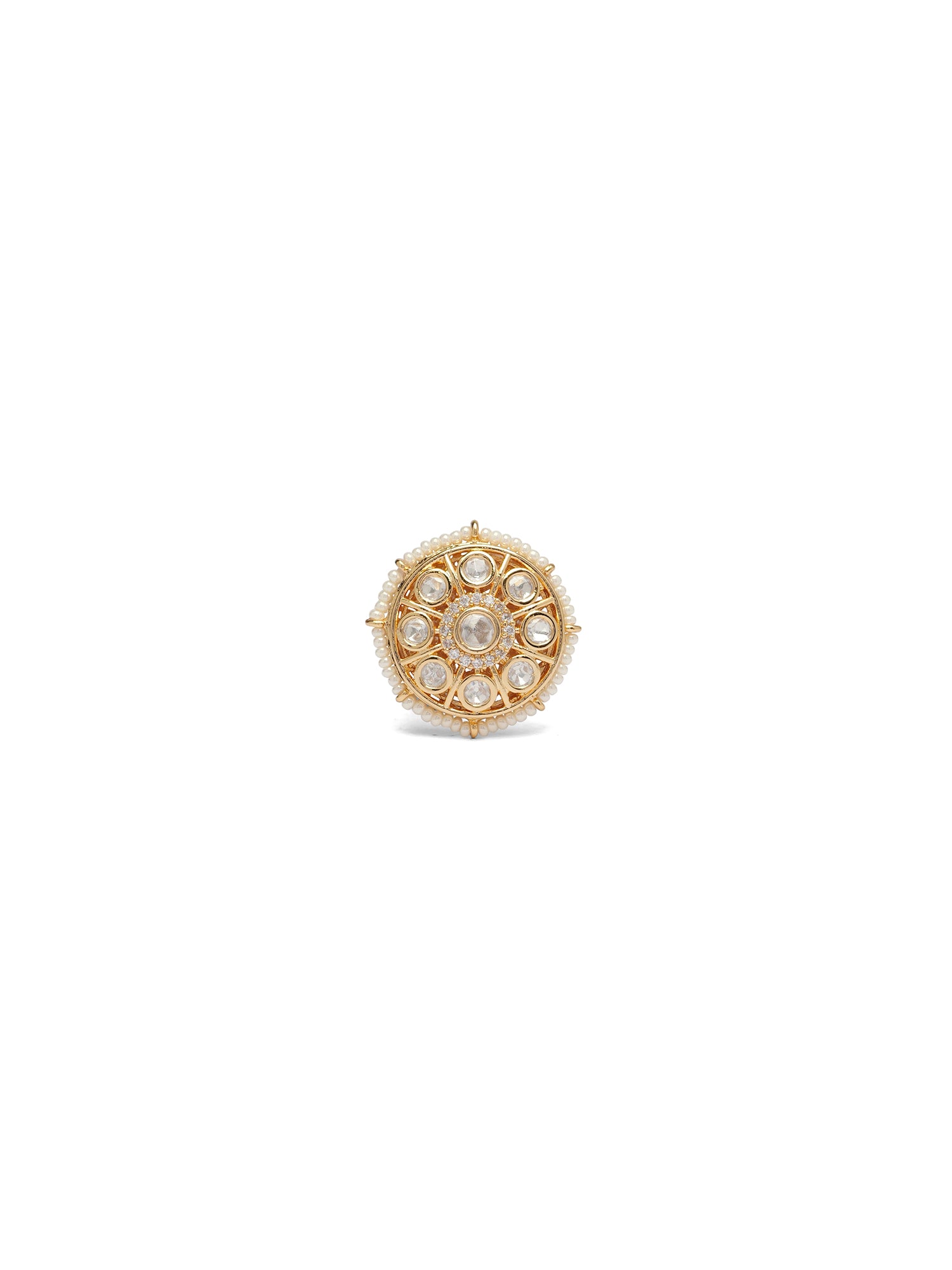 Indrani Kundan Ring in Pearl and White