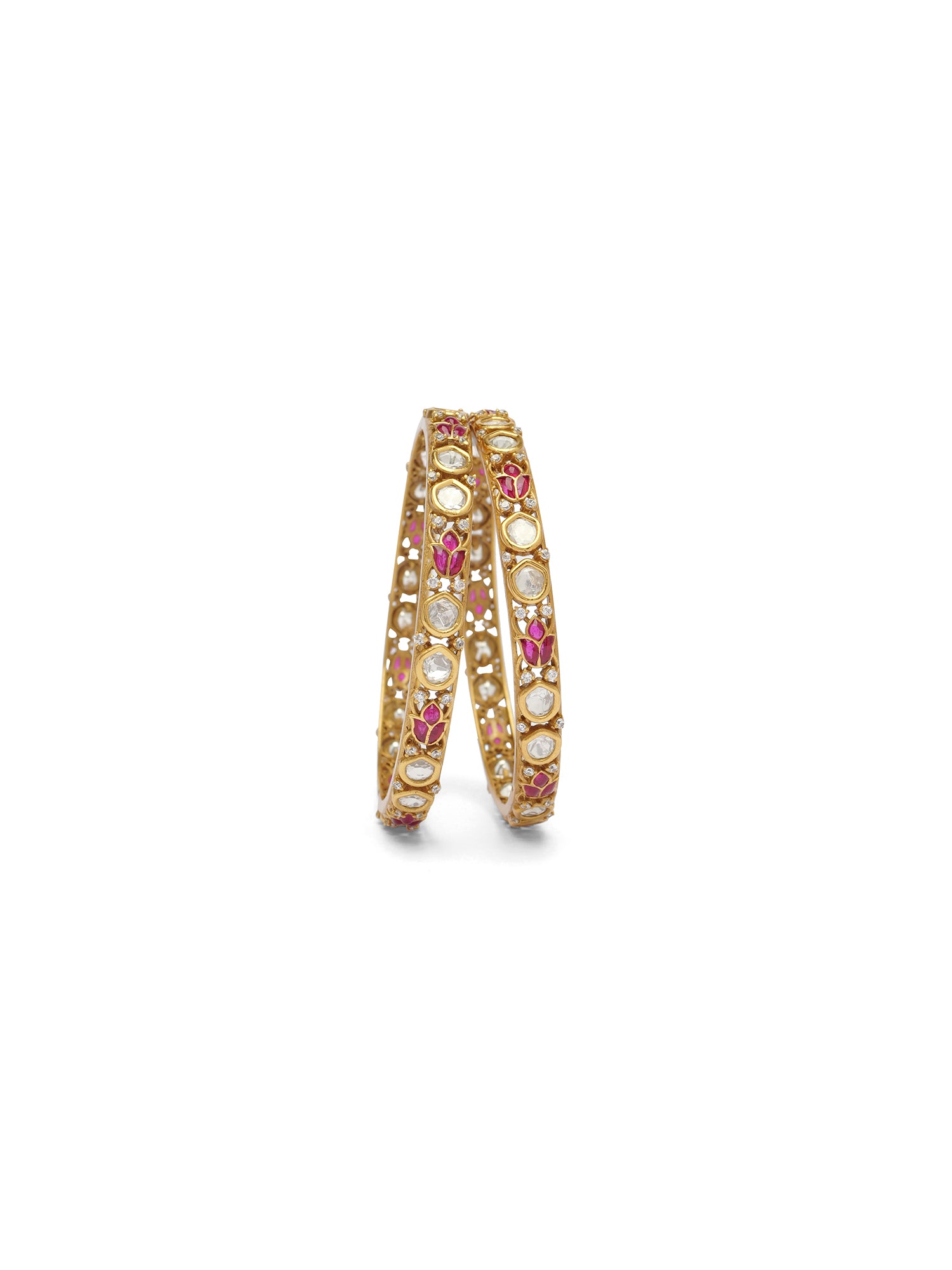 Ishira Kundan Bangles in Ruby