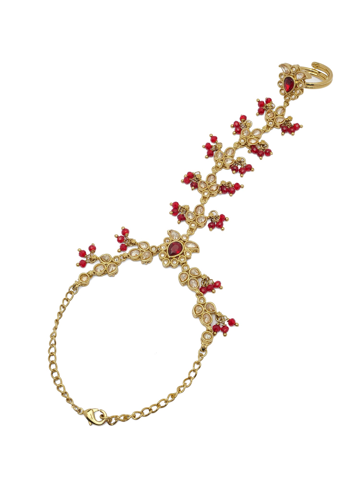Ishita Hand Chain in Maroon