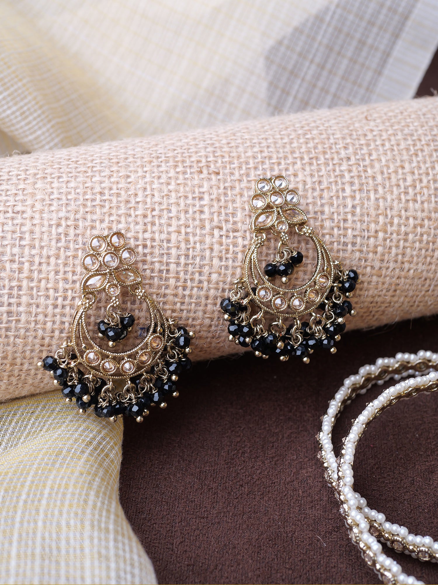 Ishra Chandbali Earrings in Black