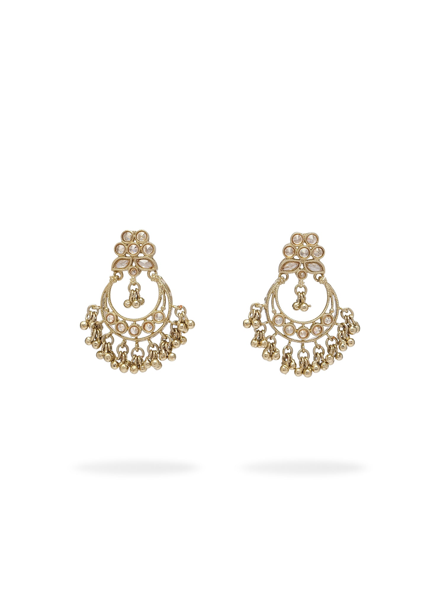 Ishra Chandbali Earrings in Antique Gold