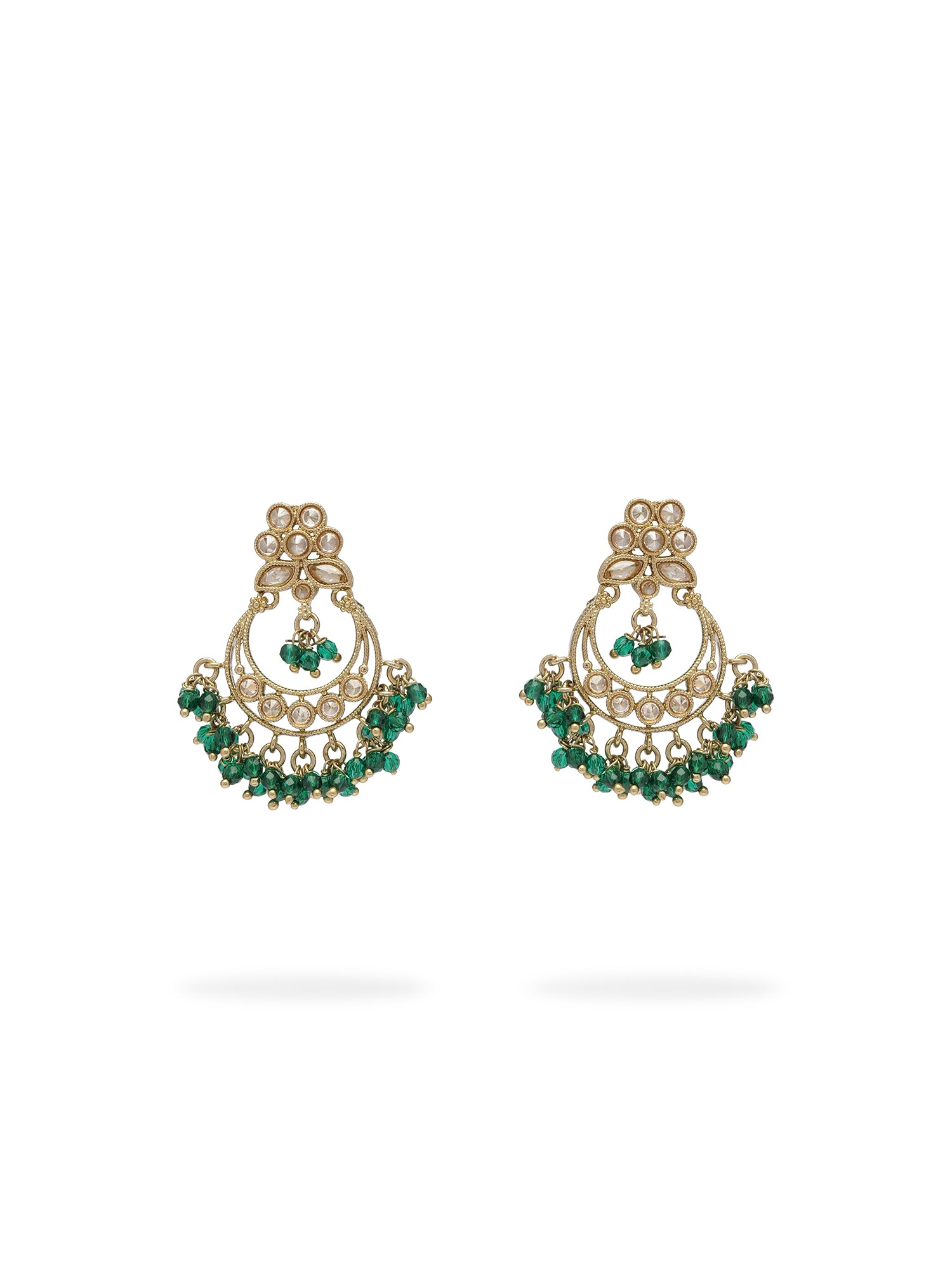 Ishra Chandbali Earrings in Green