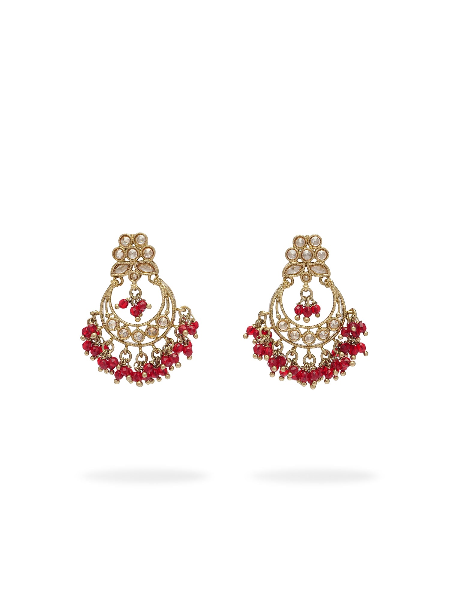 Ishra Chandbali Earrings in Maroon