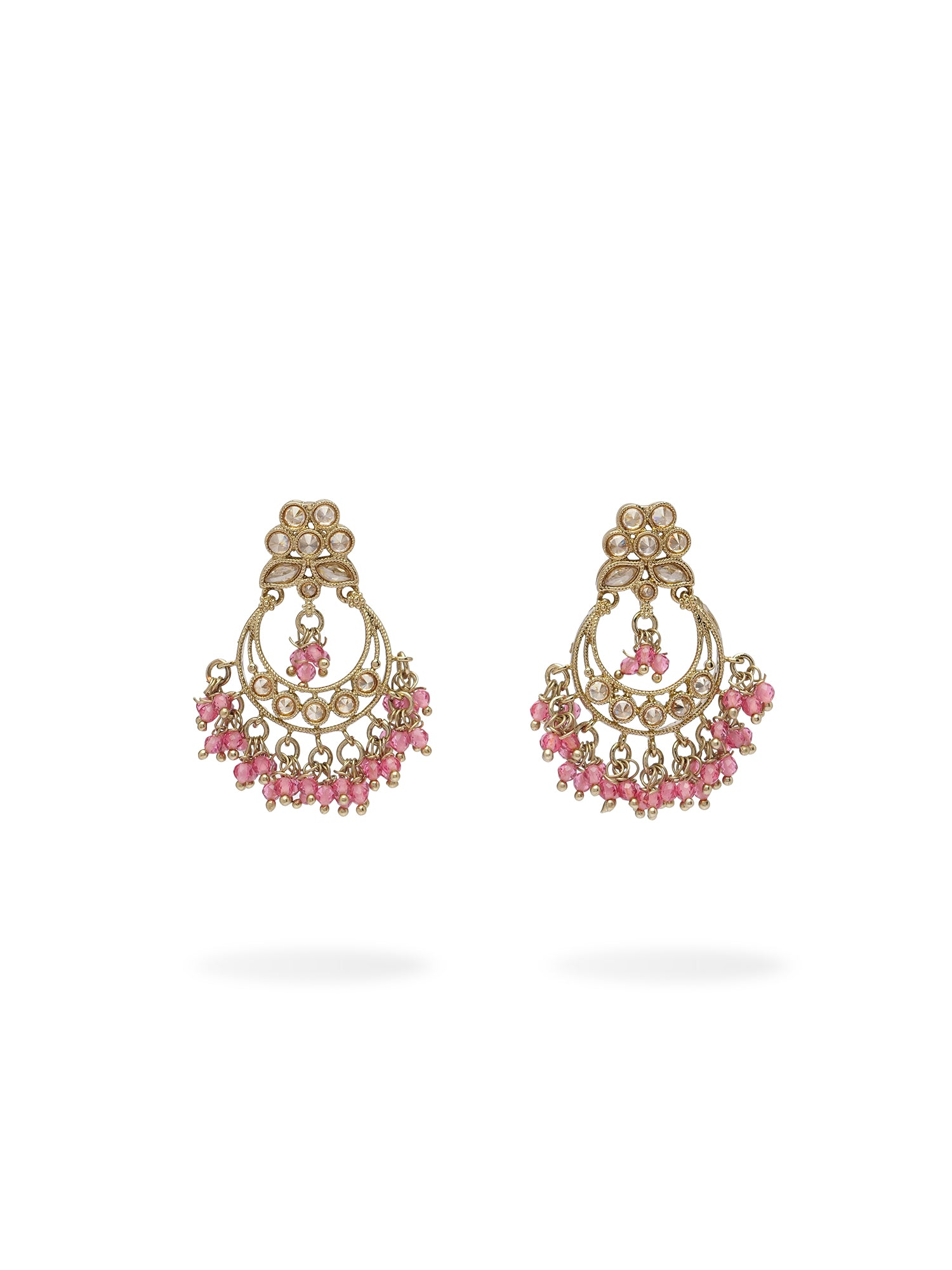 Ishra Chandbali Earrings in Pink