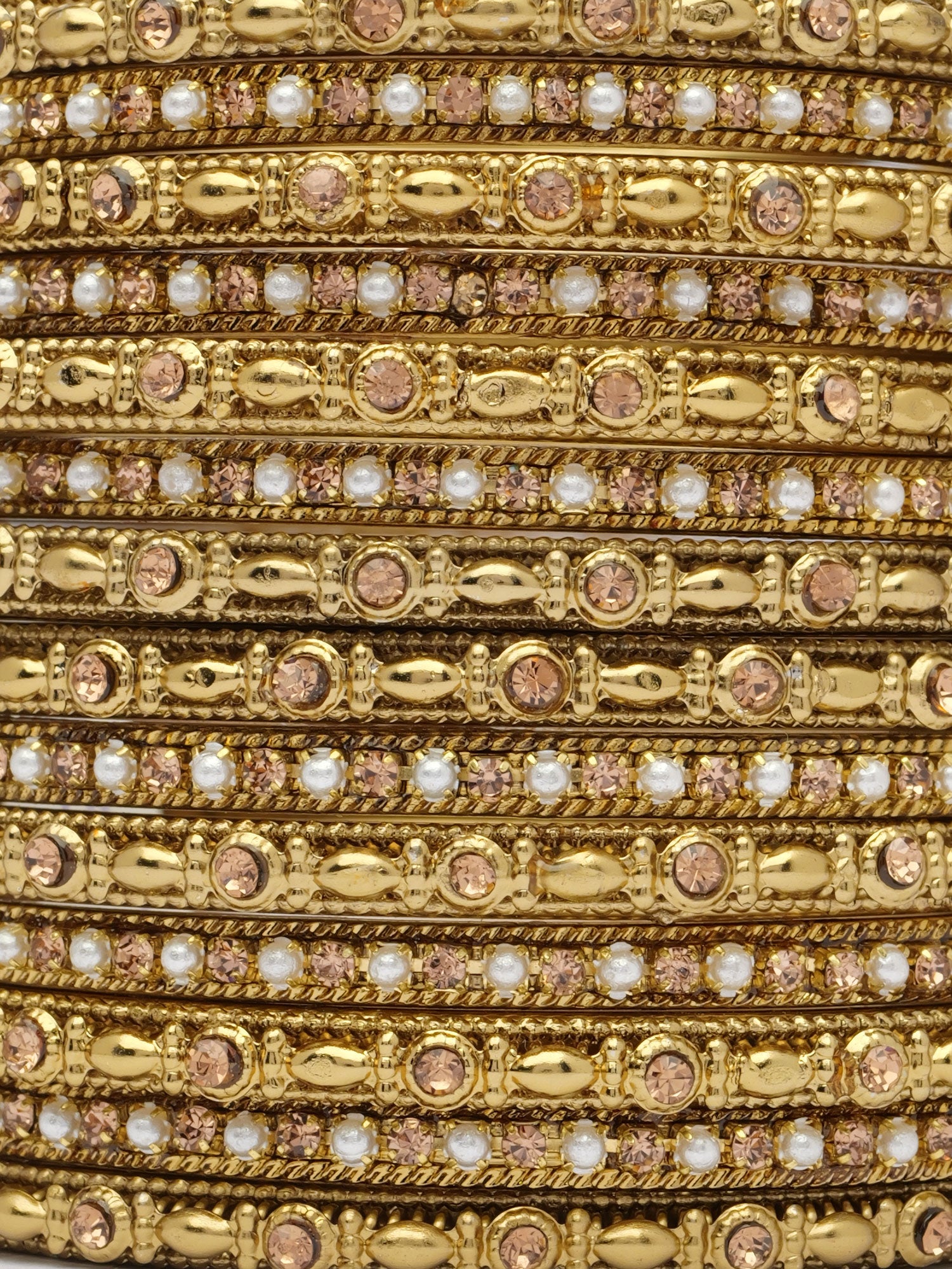 Ivara Pearl Bangle Set in Antique Gold