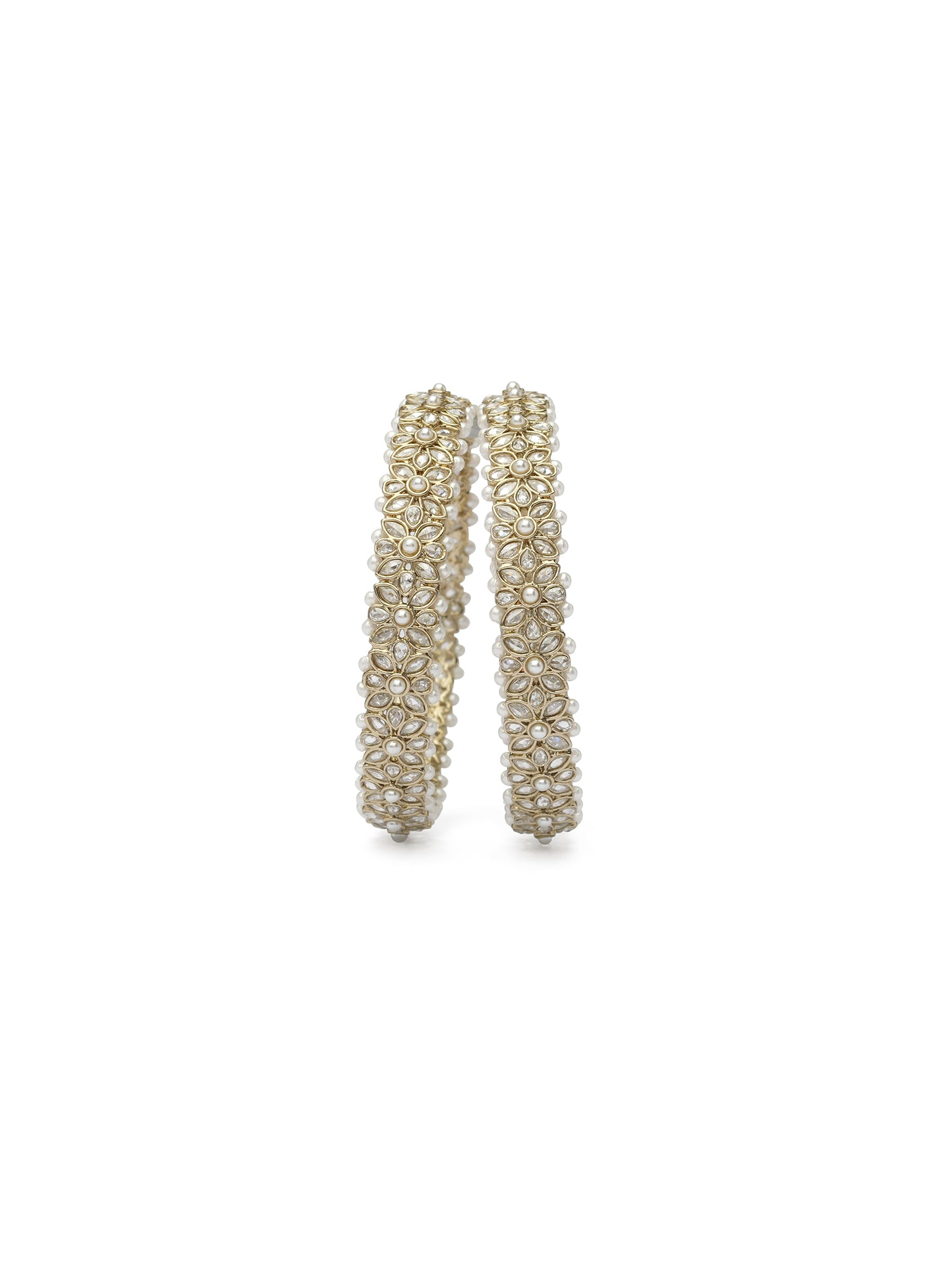 Jahaan Pearl Kadas in White and Antique Gold