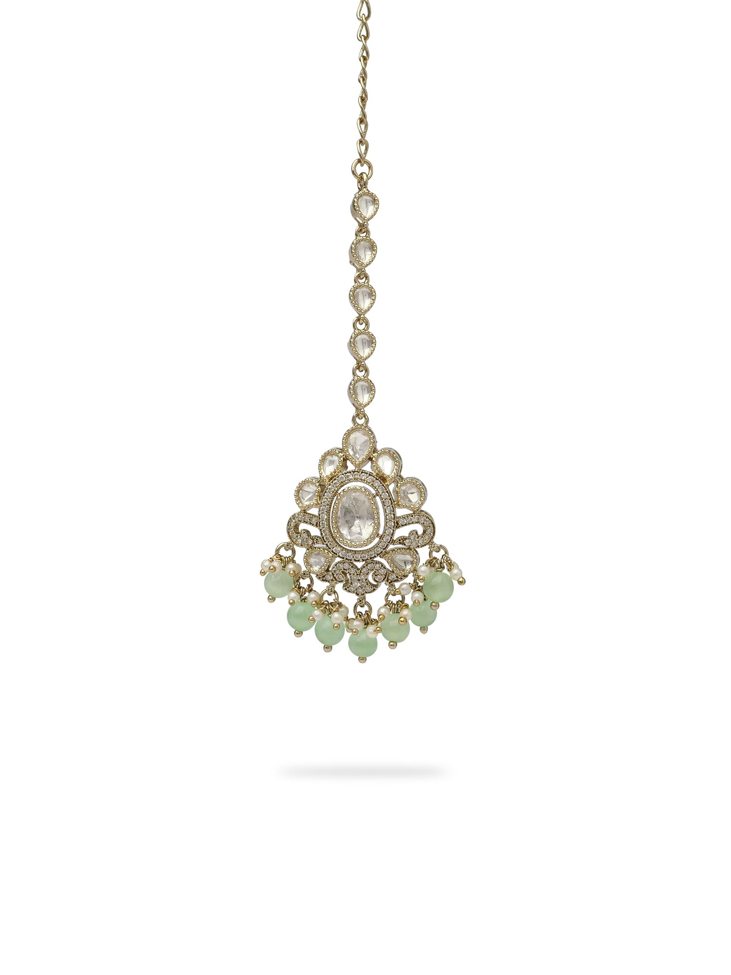 Jahanara Bridal Necklace Set in Mint and Antique Gold