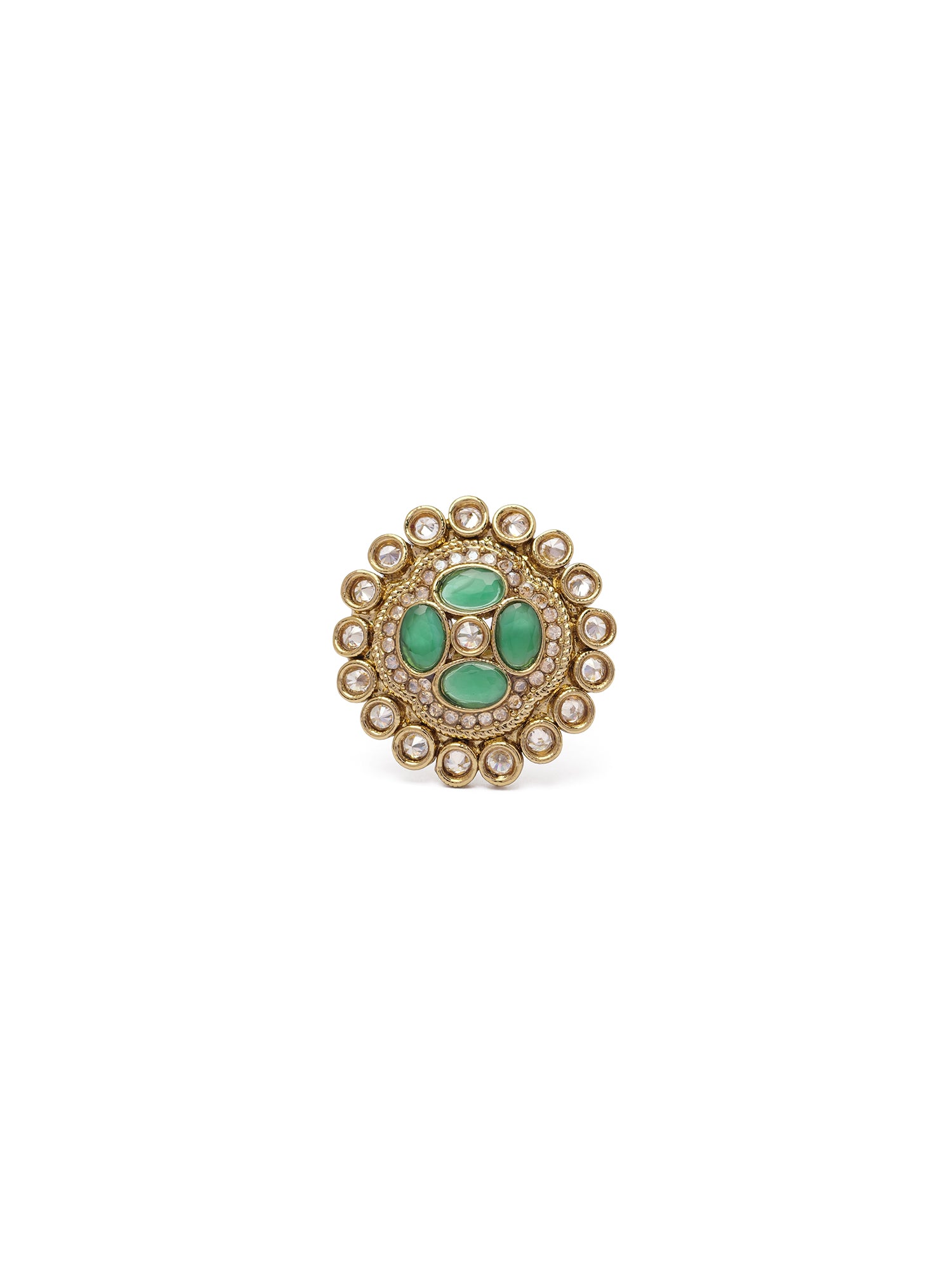 Jahnavi Ring in Green and Antique Gold
