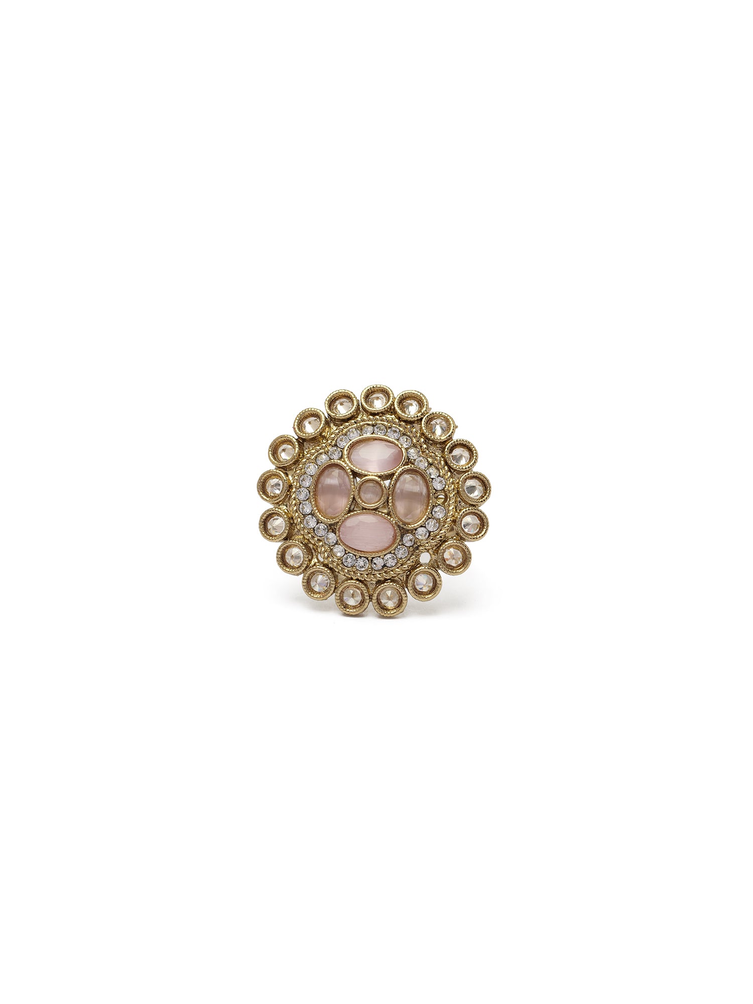 Jahnavi Ring in Light Pink and Antique Gold