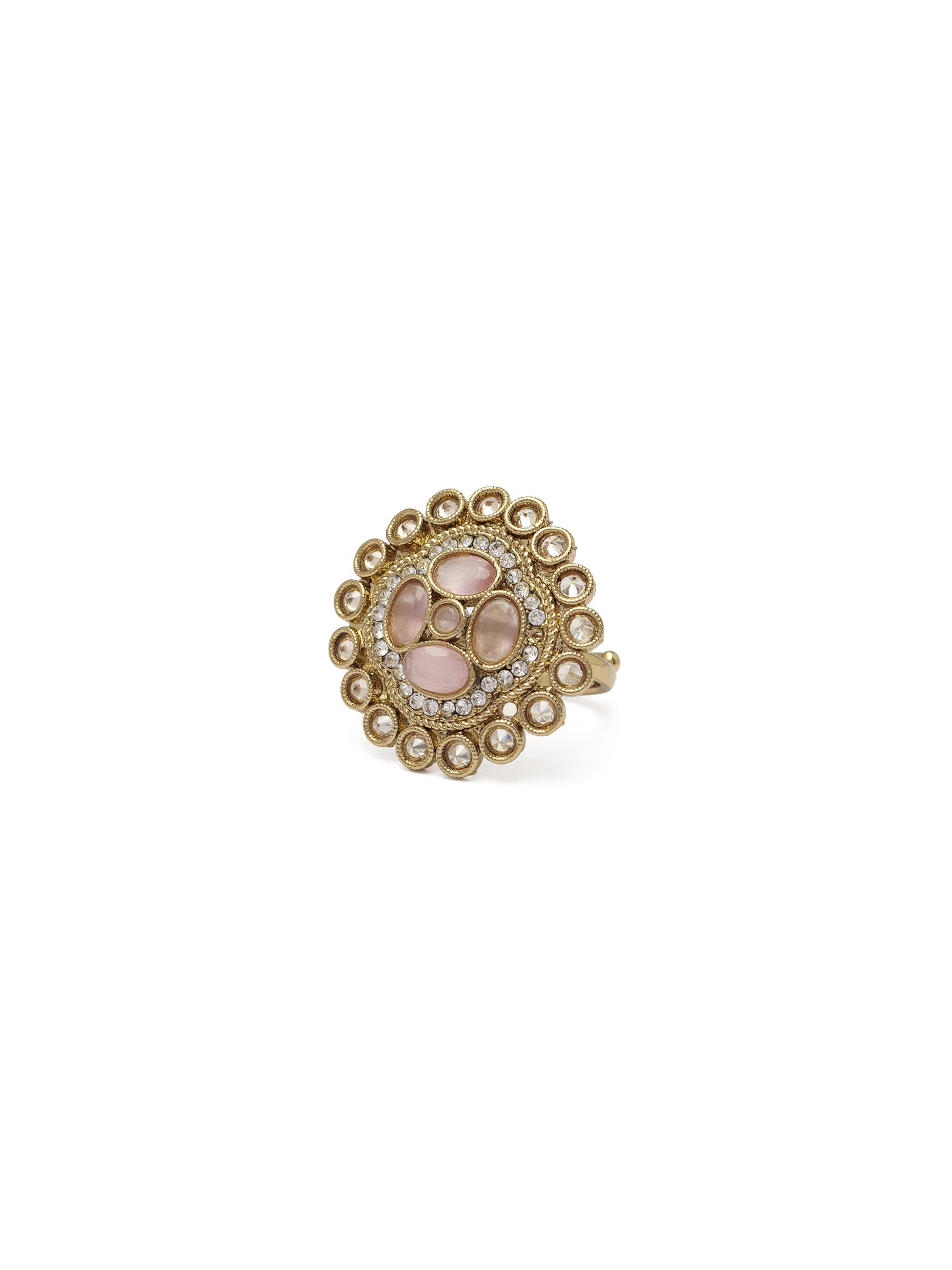 Jahnavi Ring in Light Pink and Antique Gold