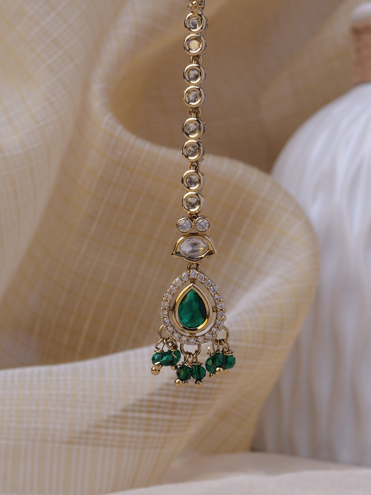 Jasmin Maang Tikka in Green