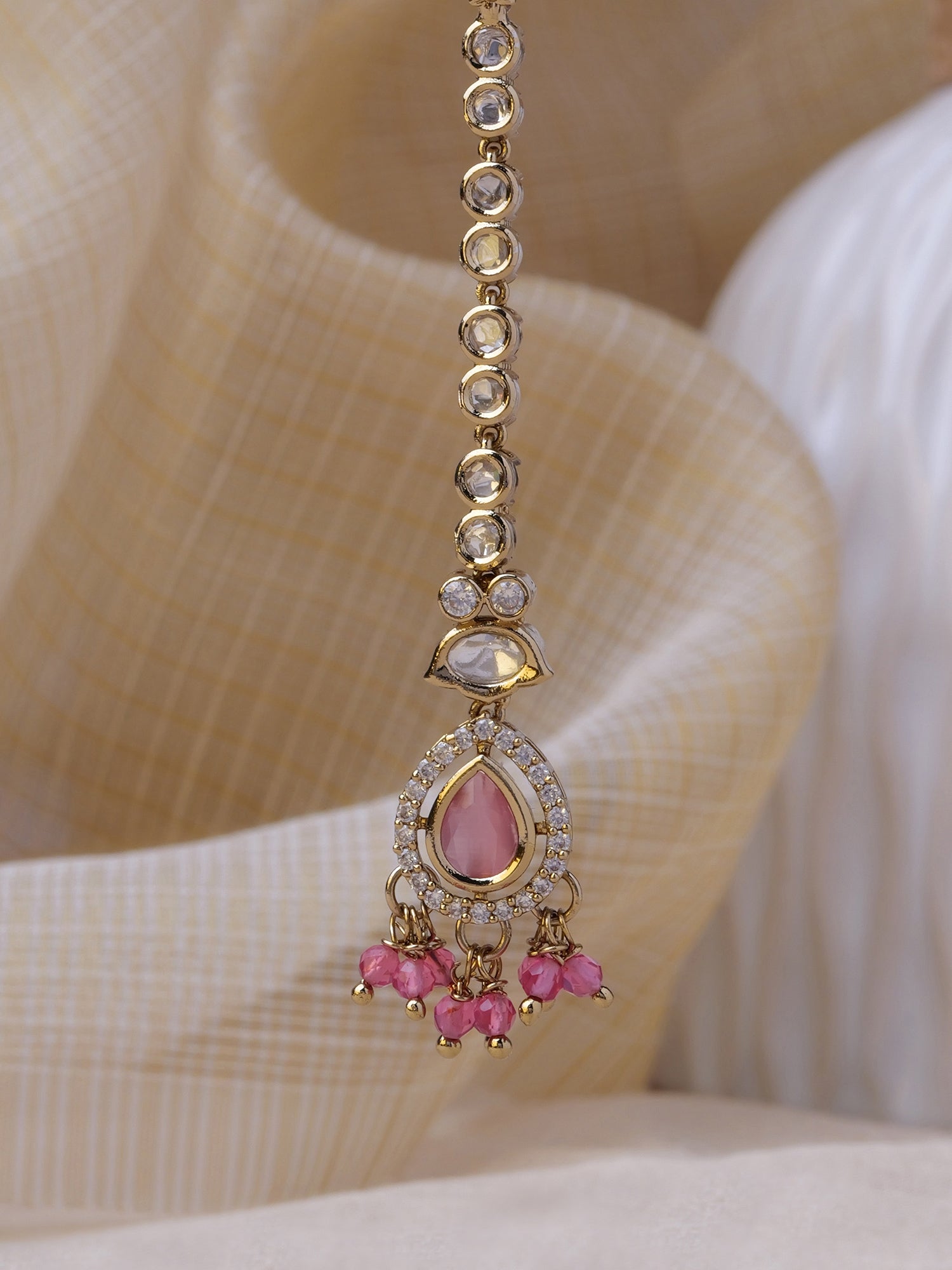 Jasmin Maang Tikka in Light Pink