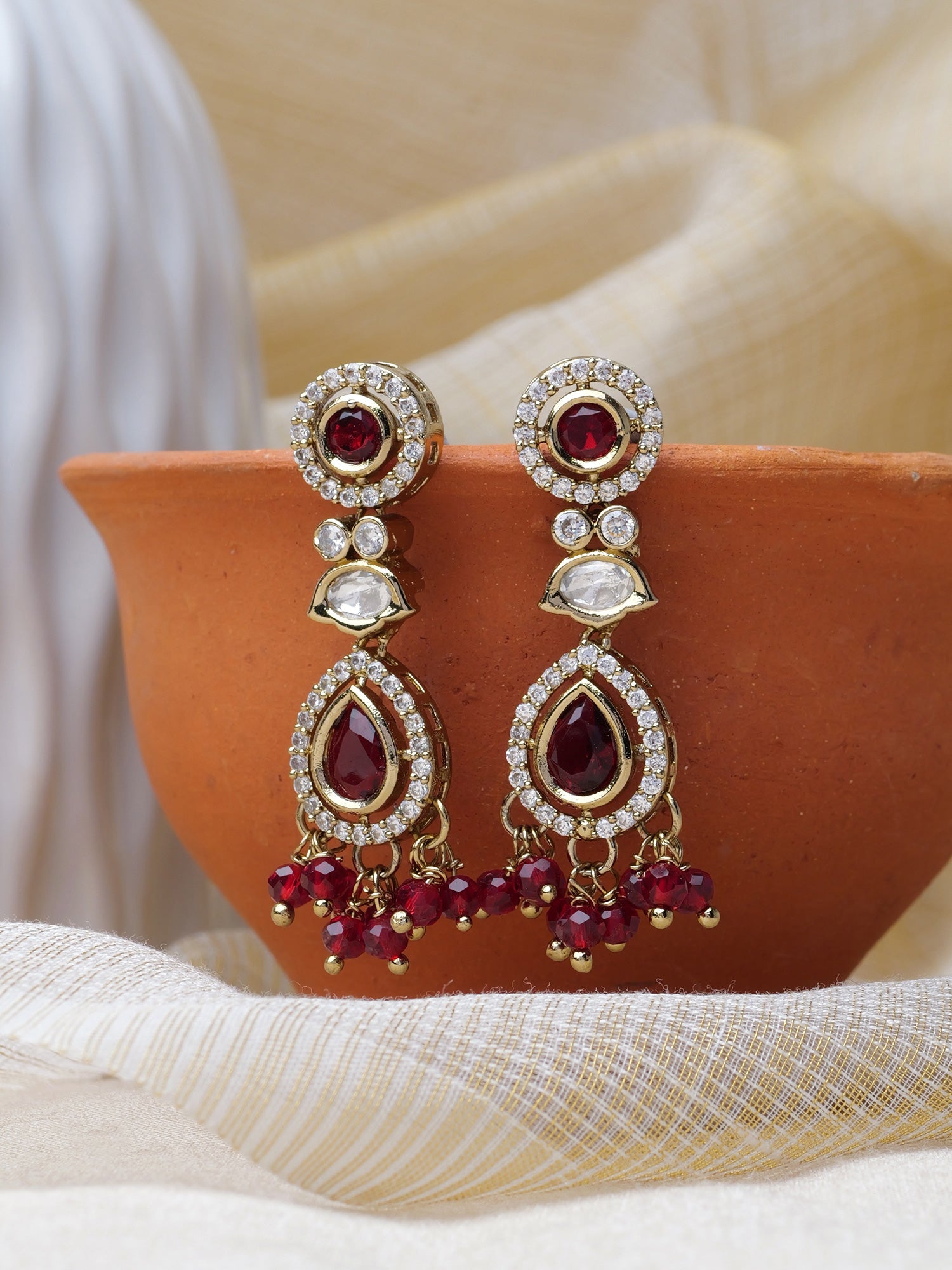 Jasmin Small Drop Earrings in Maroon