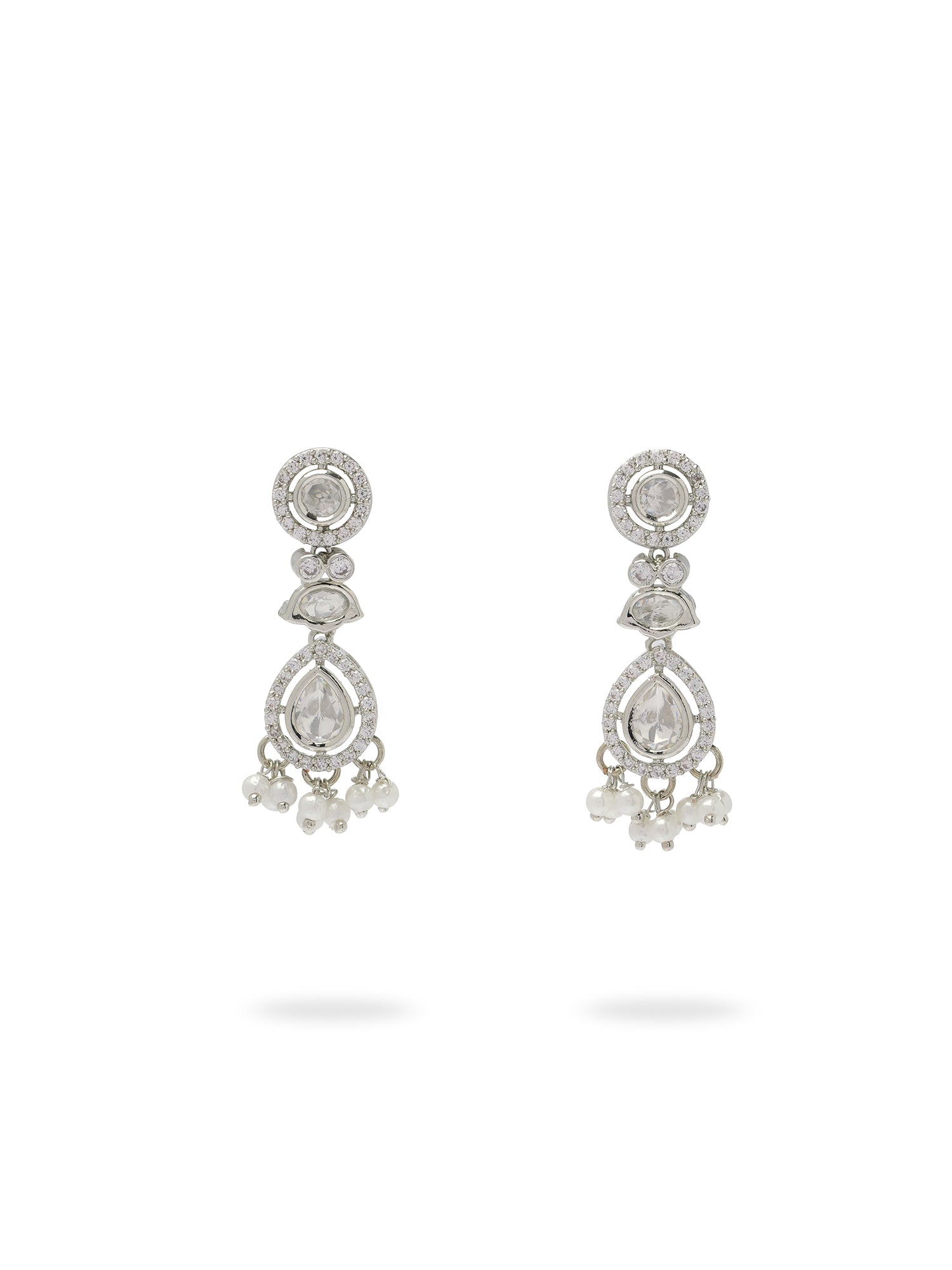 Jasmin Small Drop Earrings in Rhodium