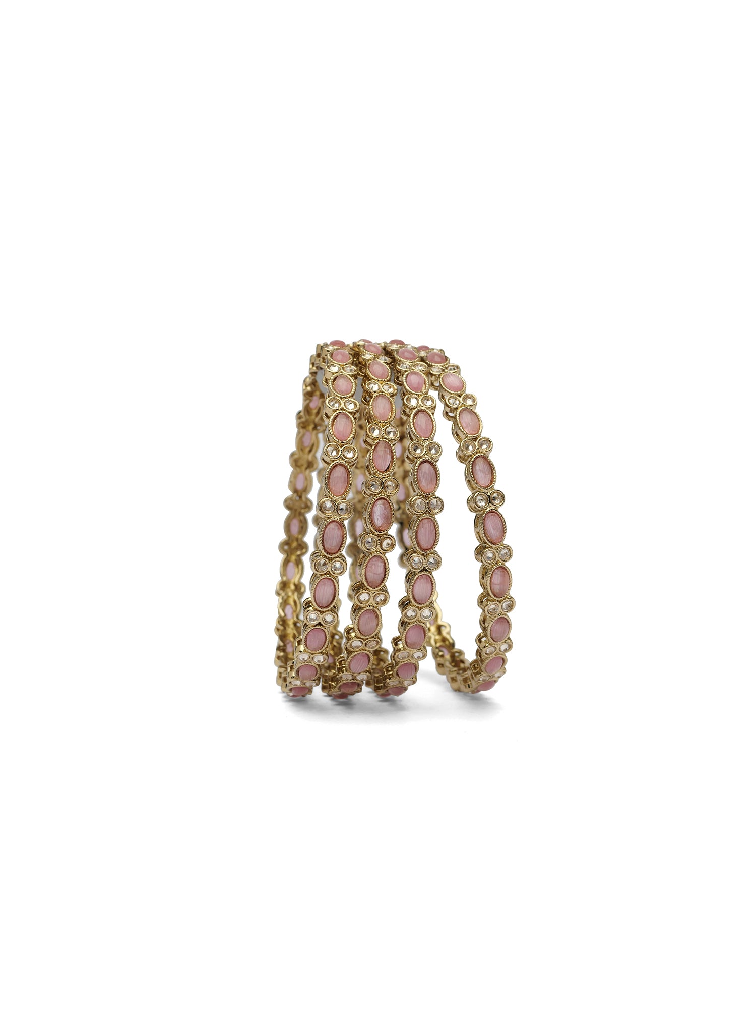 Jheel Kadas in Pink and Antique Gold