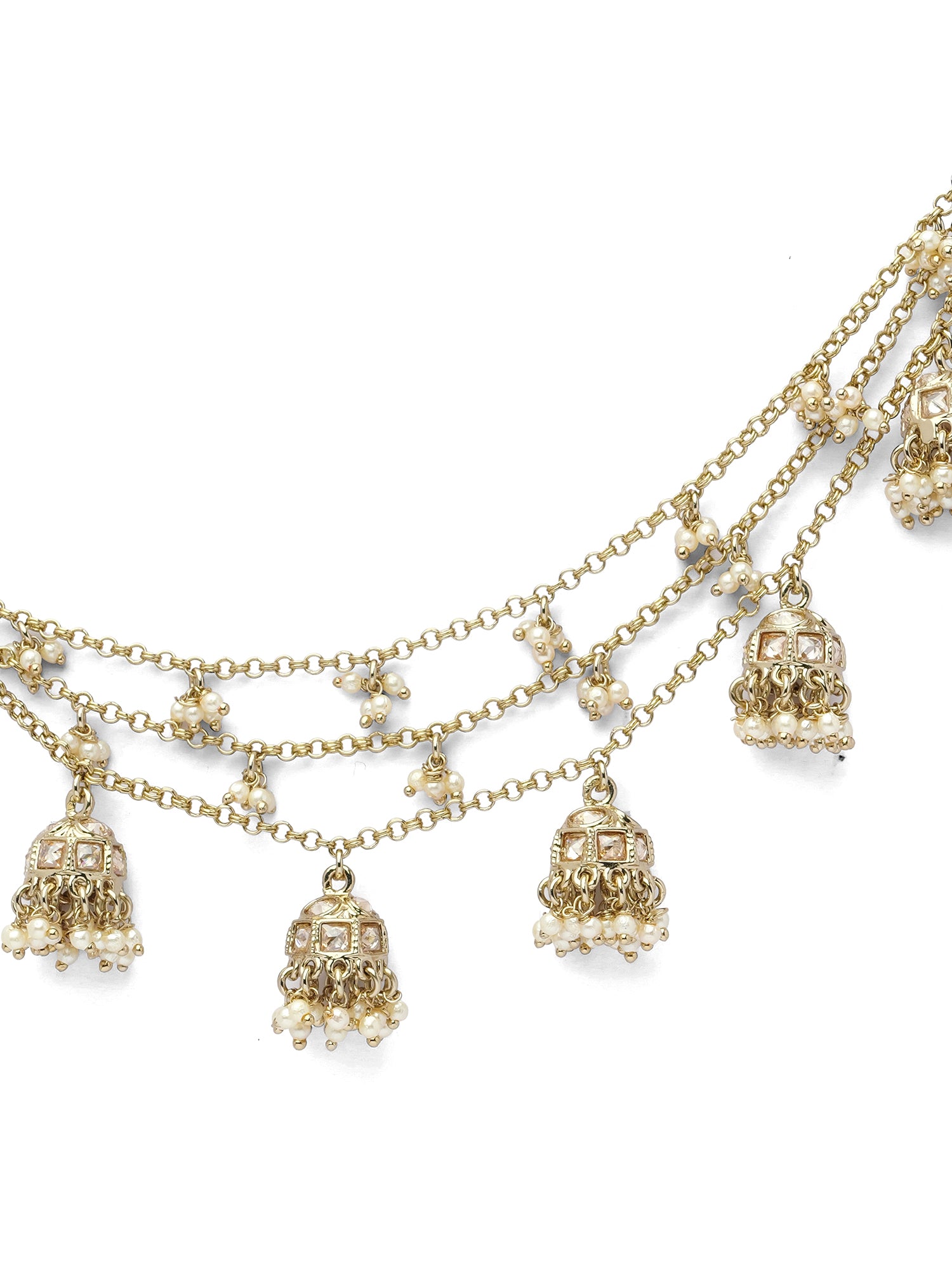 Jhumka Ear Chain in Champagne and Pearl