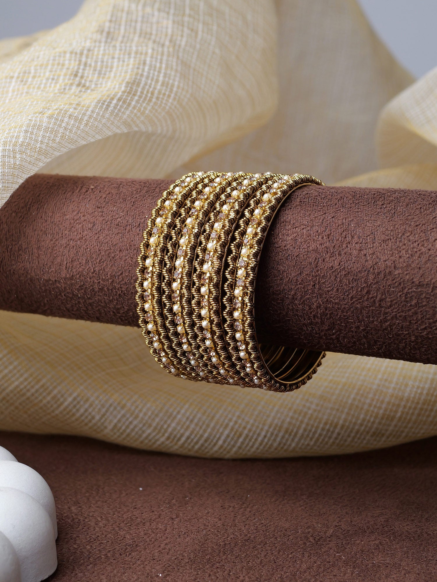Jiya Children's Bangles in Pearl and Champagne