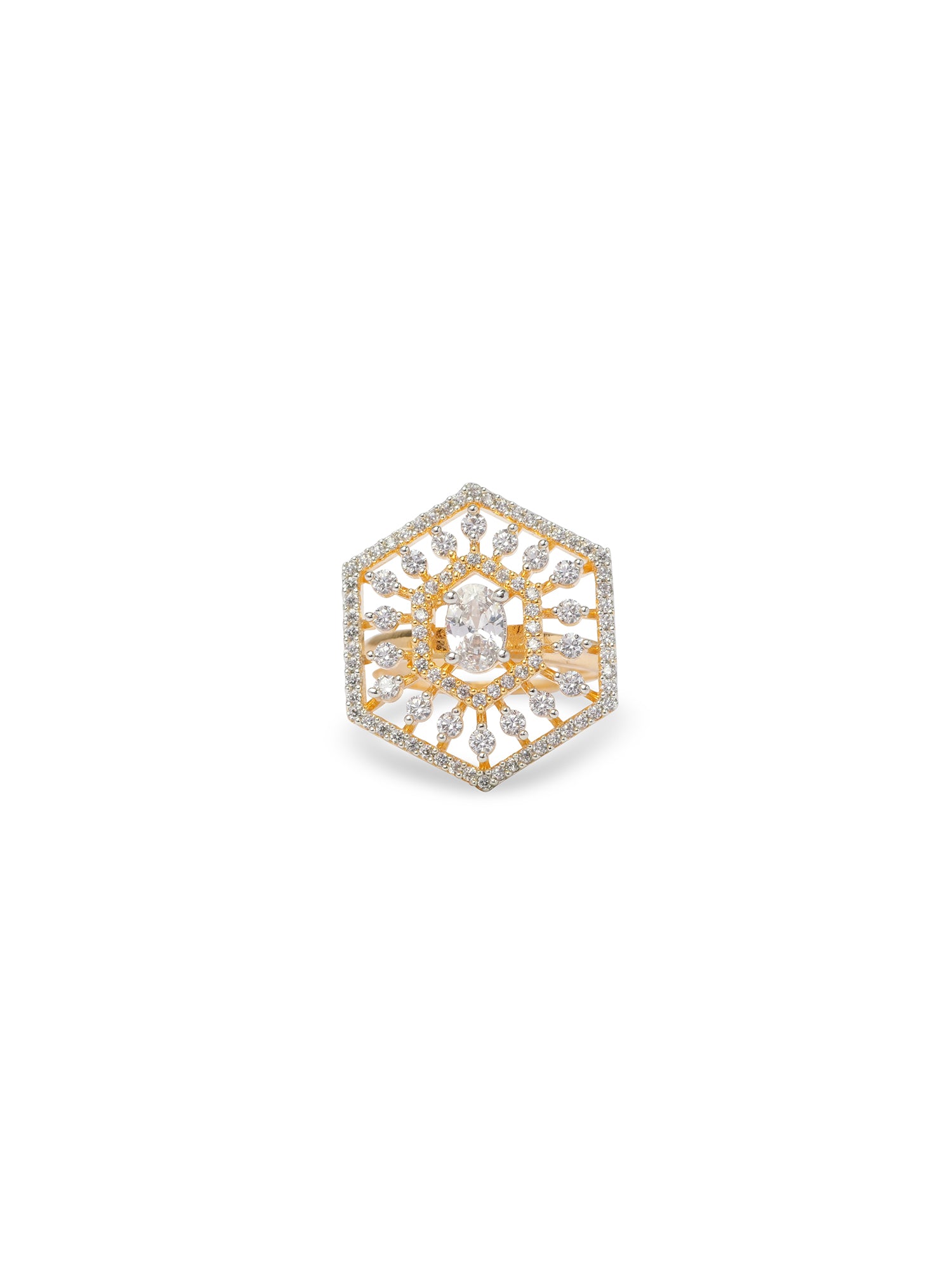 Jiya Cubic Zirconia Ring in White and Gold