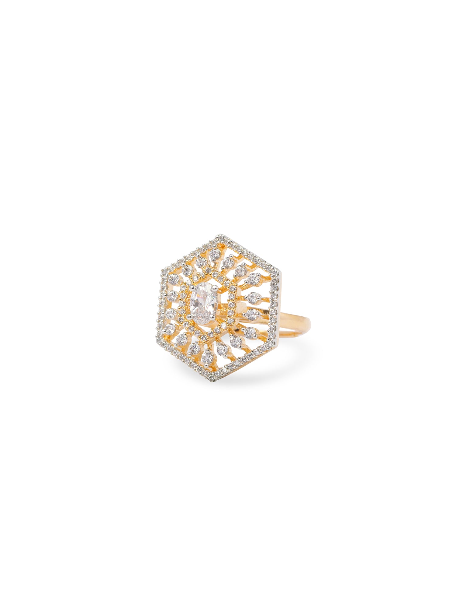 Jiya Cubic Zirconia Ring in White and Gold