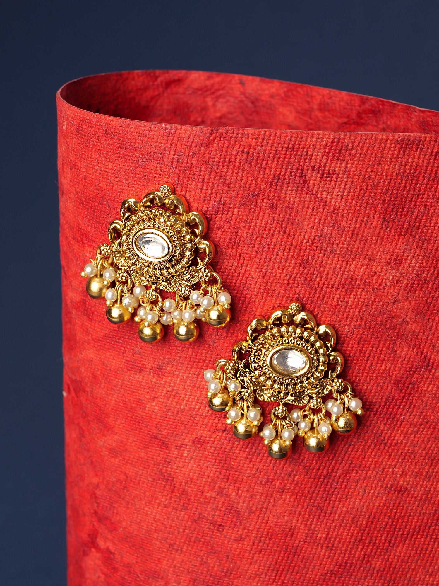 Juhi Kundan Earrings in Antique Gold