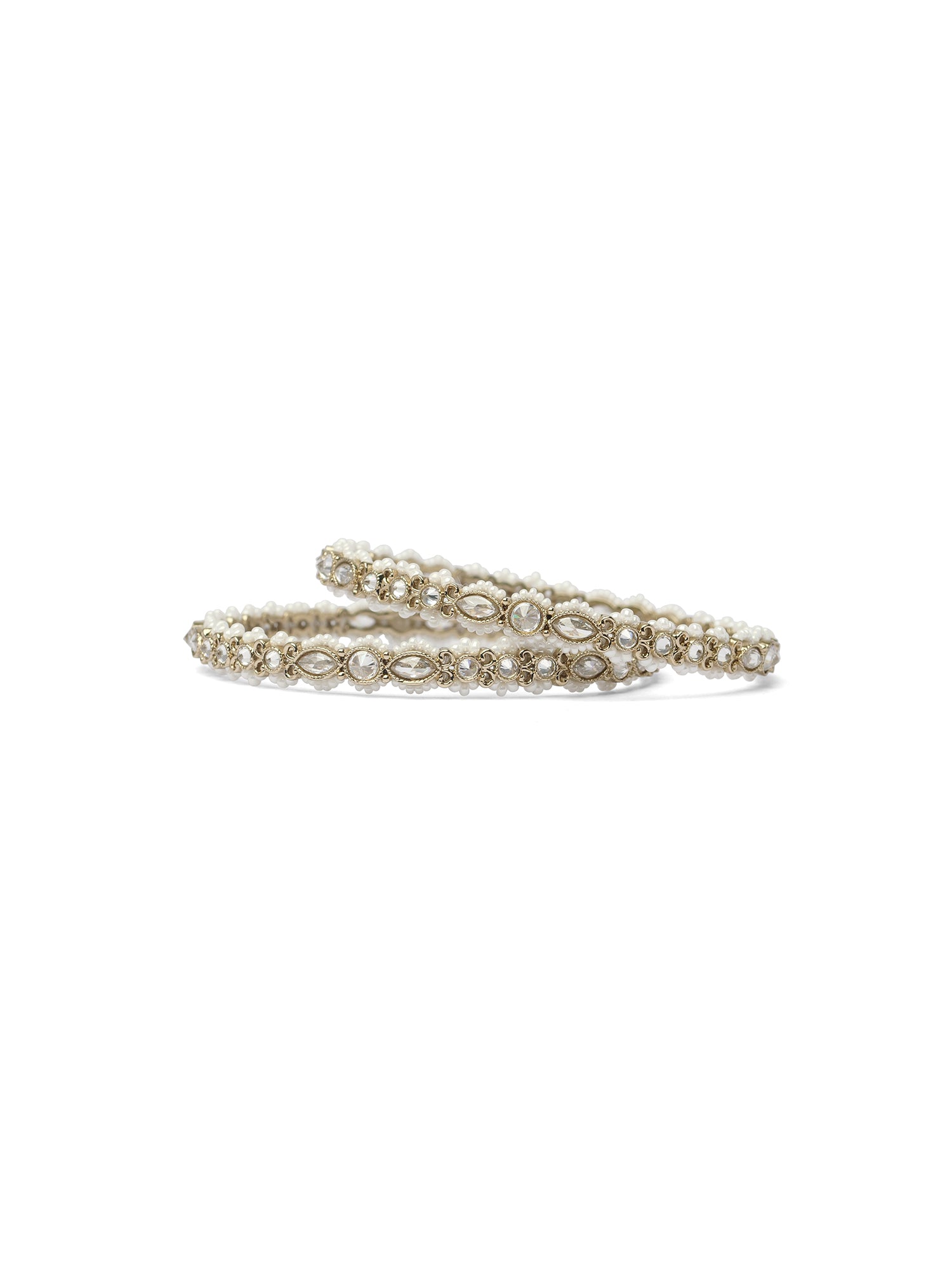 Kaaveri Pearl Edge Kada Bangles in White