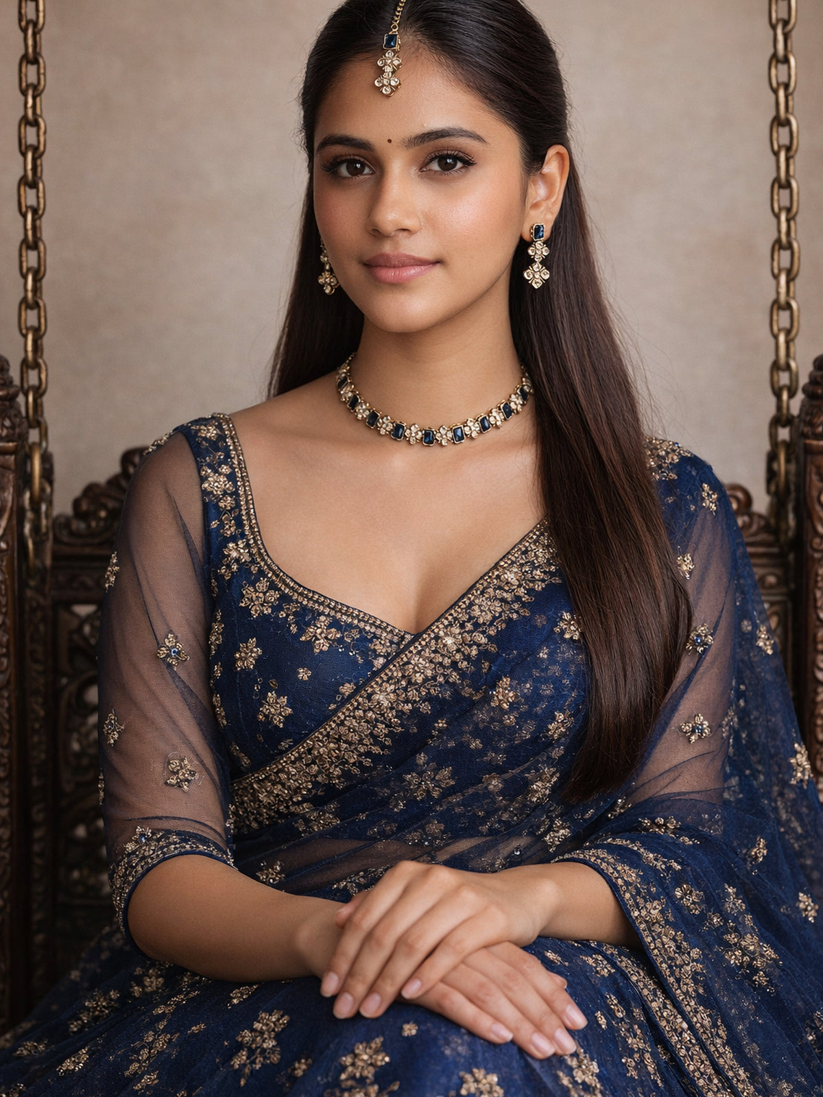 Kaira Necklace Set in Blue